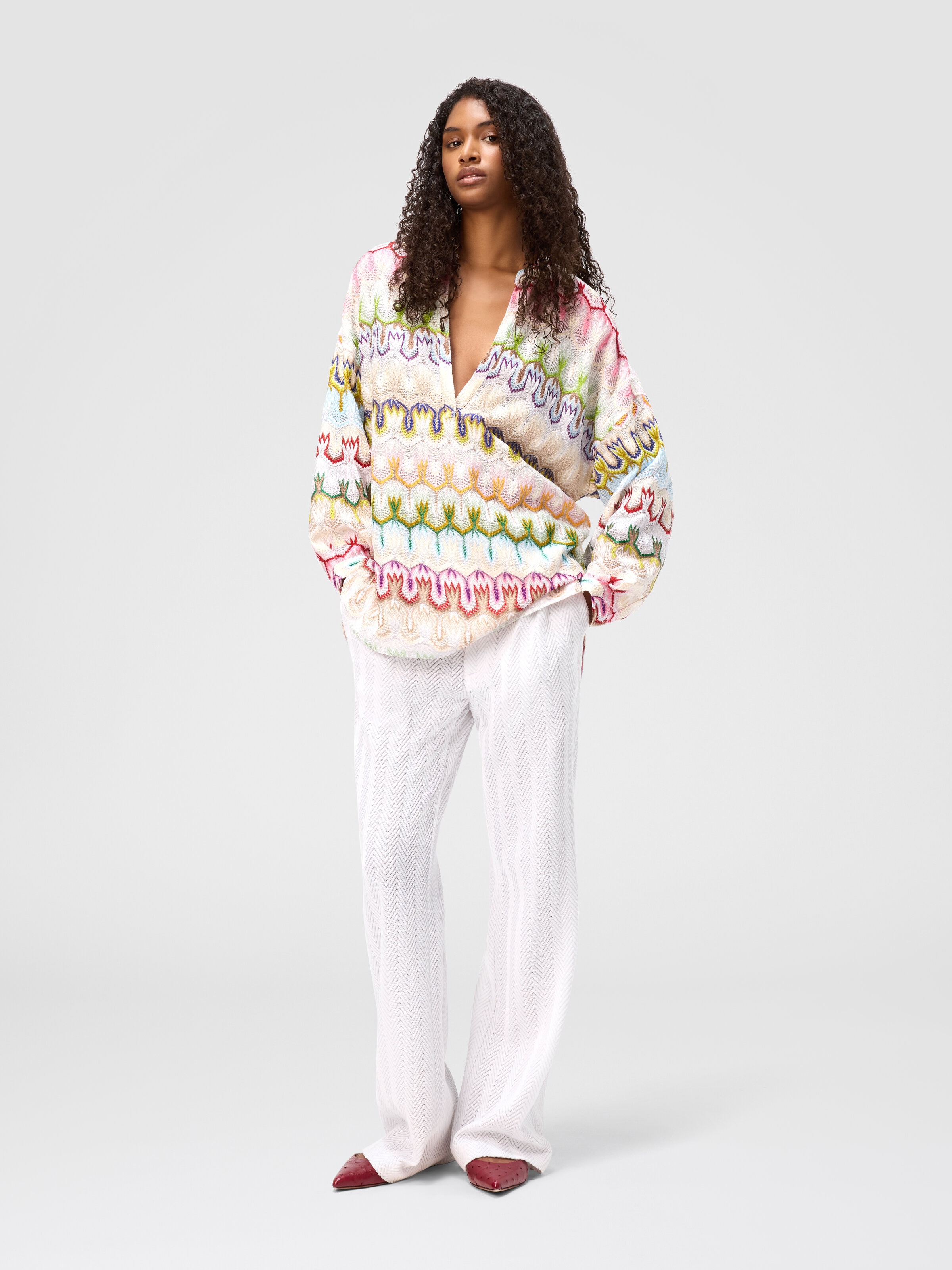 Oversized Korean-style lace blouse, Multicoloured  - 1