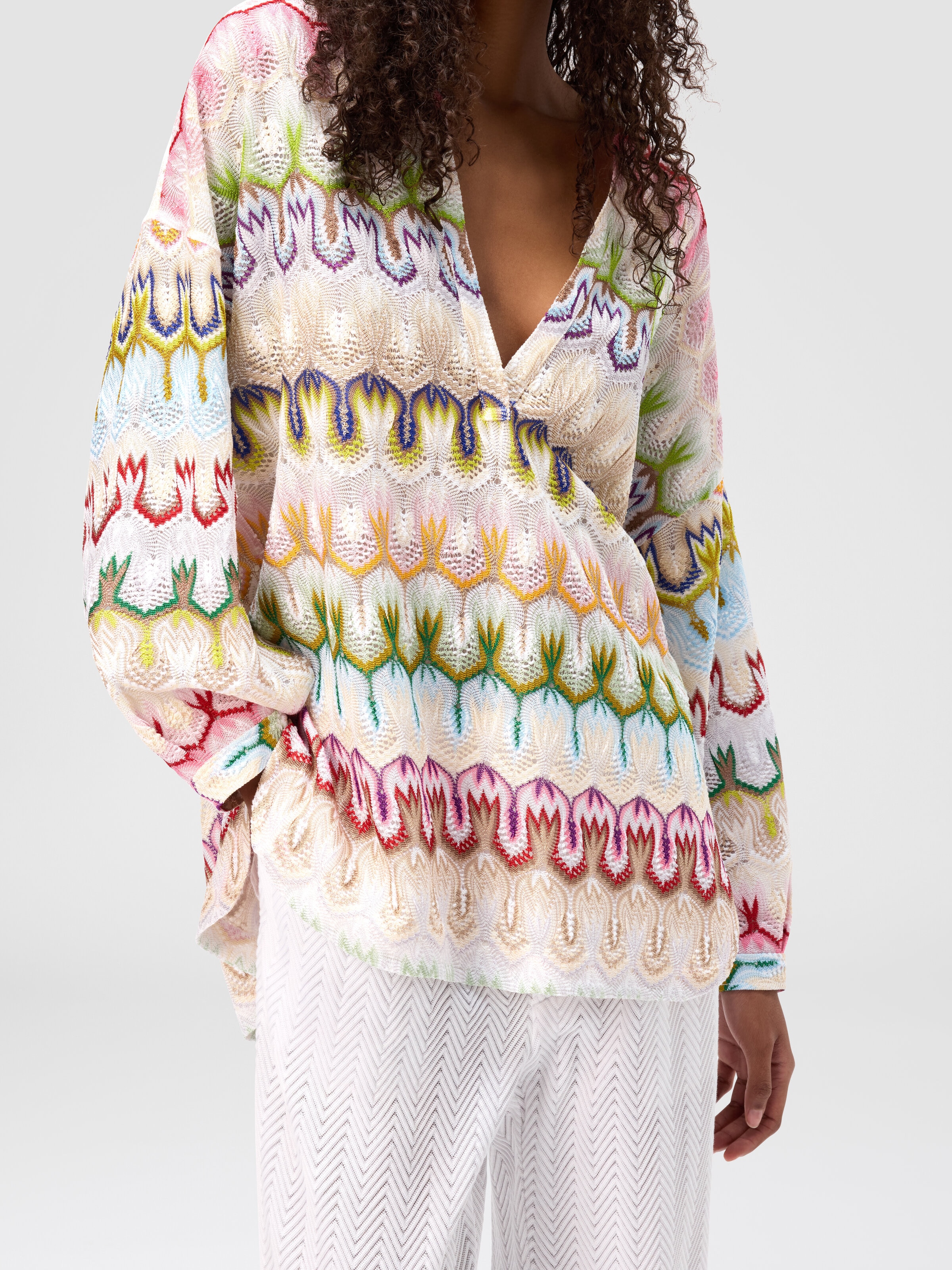 Oversized Korean-style lace blouse, Multicoloured  - 3