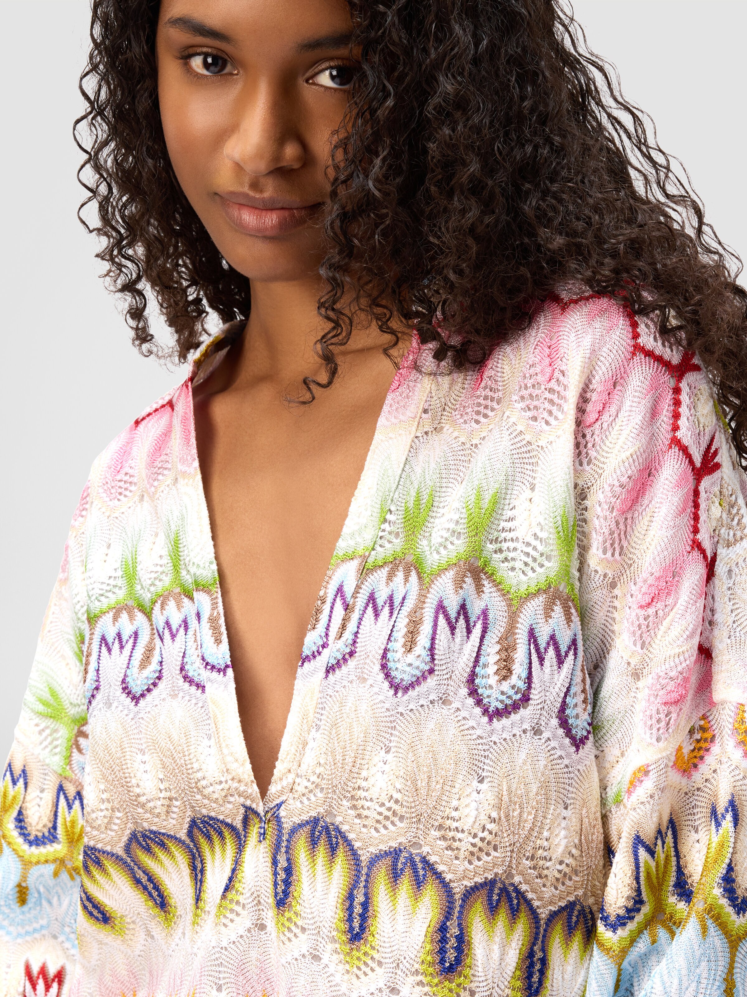 Oversized Korean-style lace blouse, Multicoloured  - 4