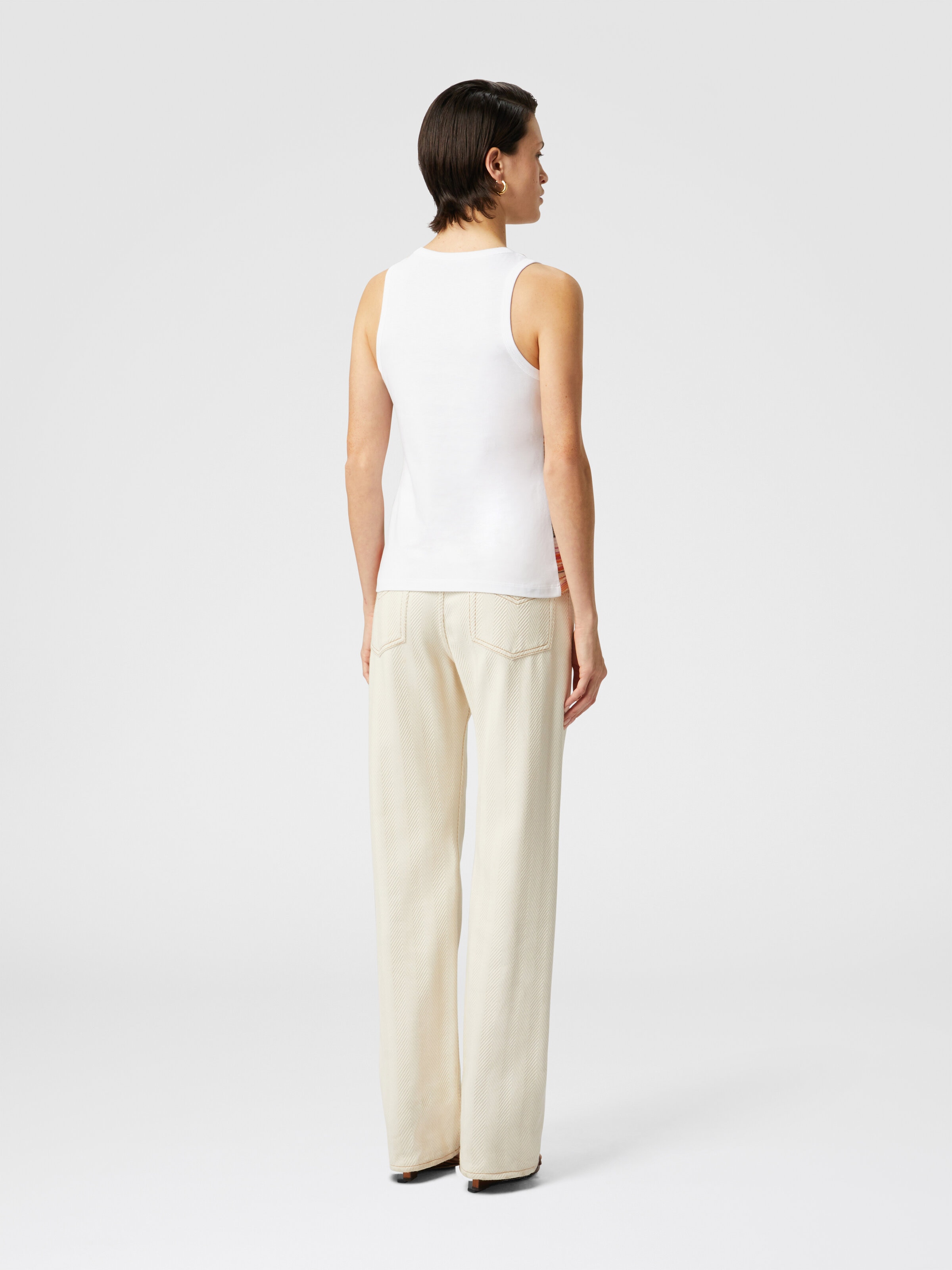 Tank top with knitted insert in greek lamé motif, Multicoloured  - 2