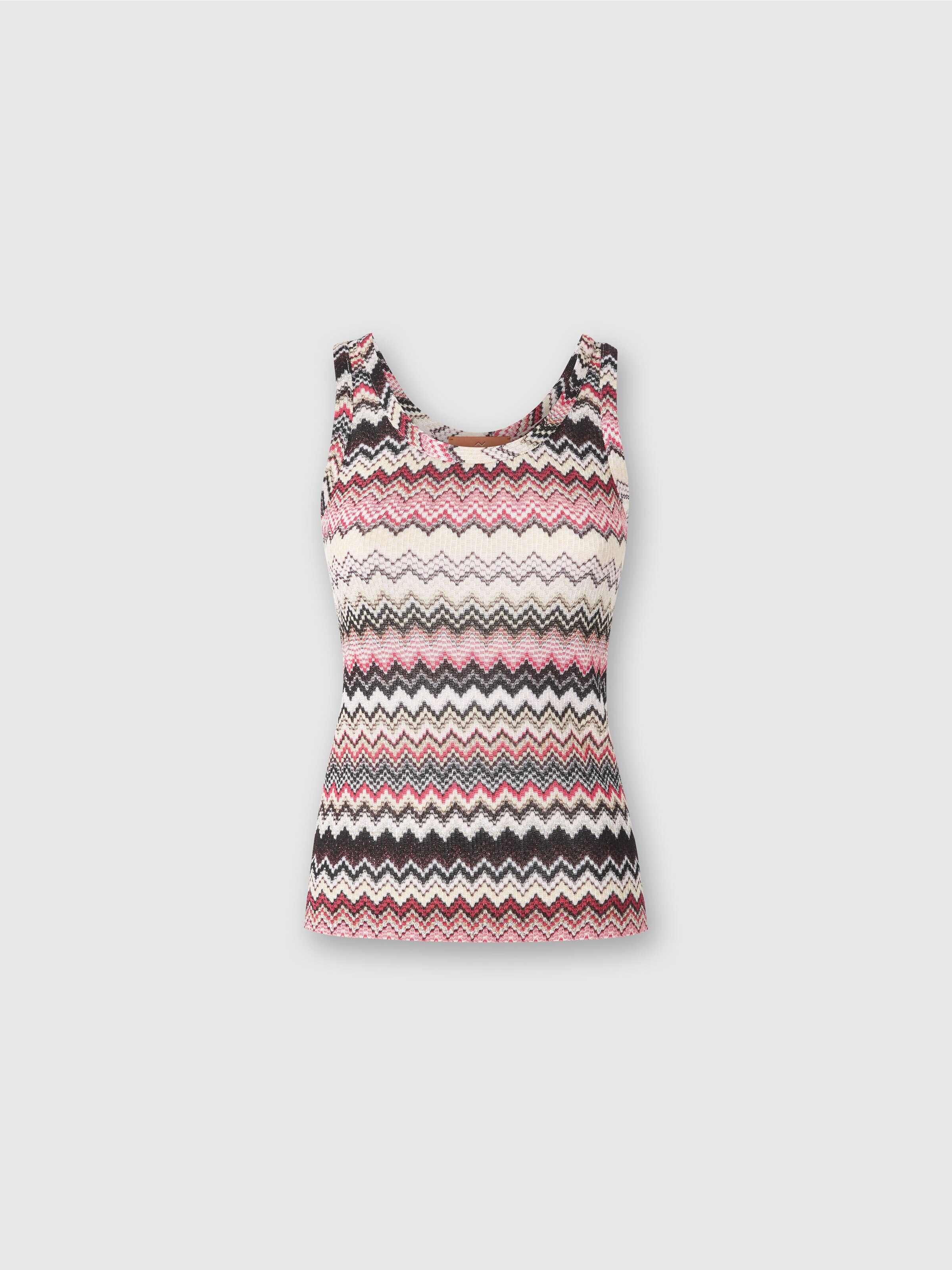 Tank top with serrated lamé zigzag pattern, Multicoloured  - 0