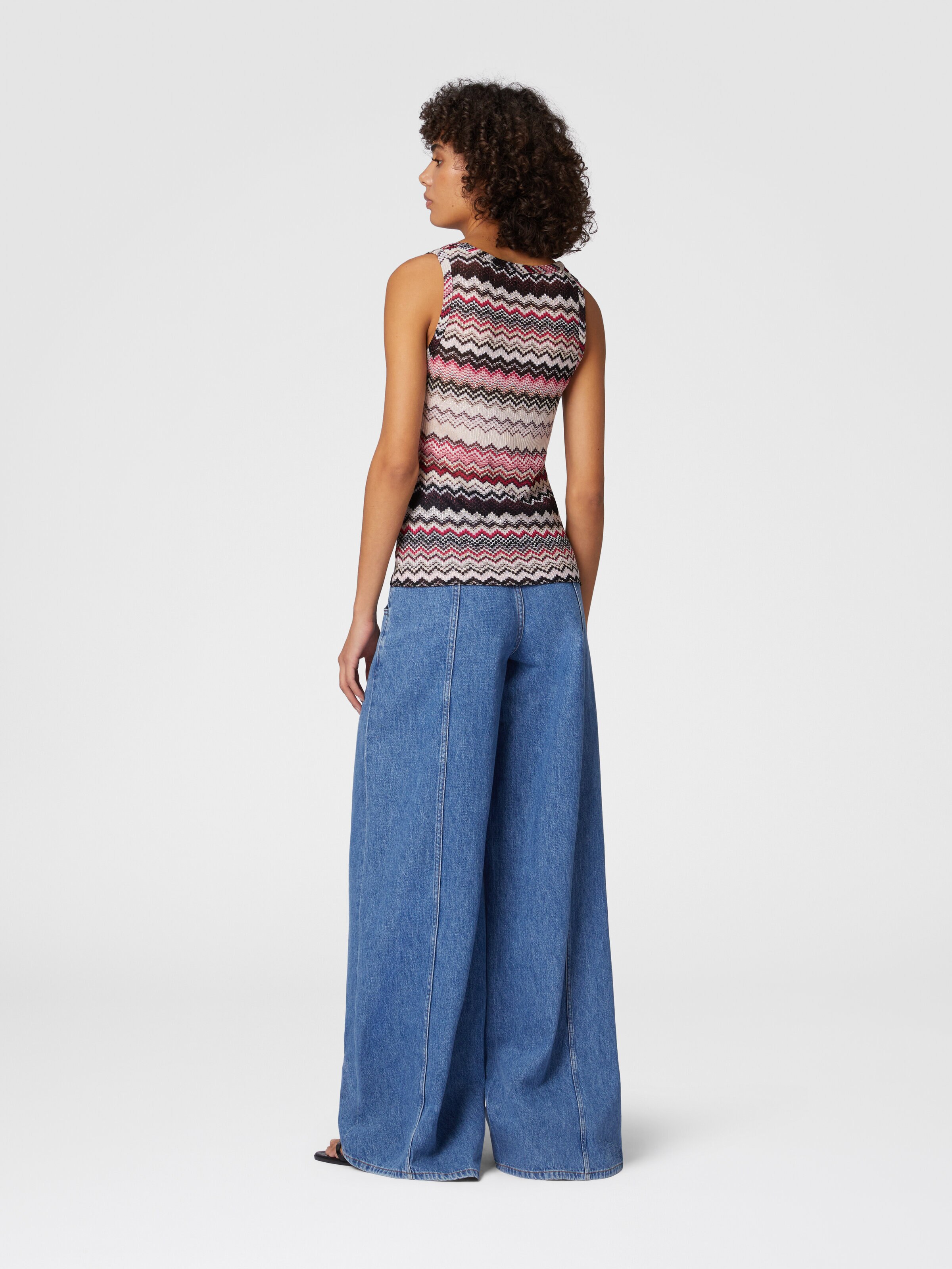 Tank top with serrated lamé zigzag pattern, Multicoloured  - 2