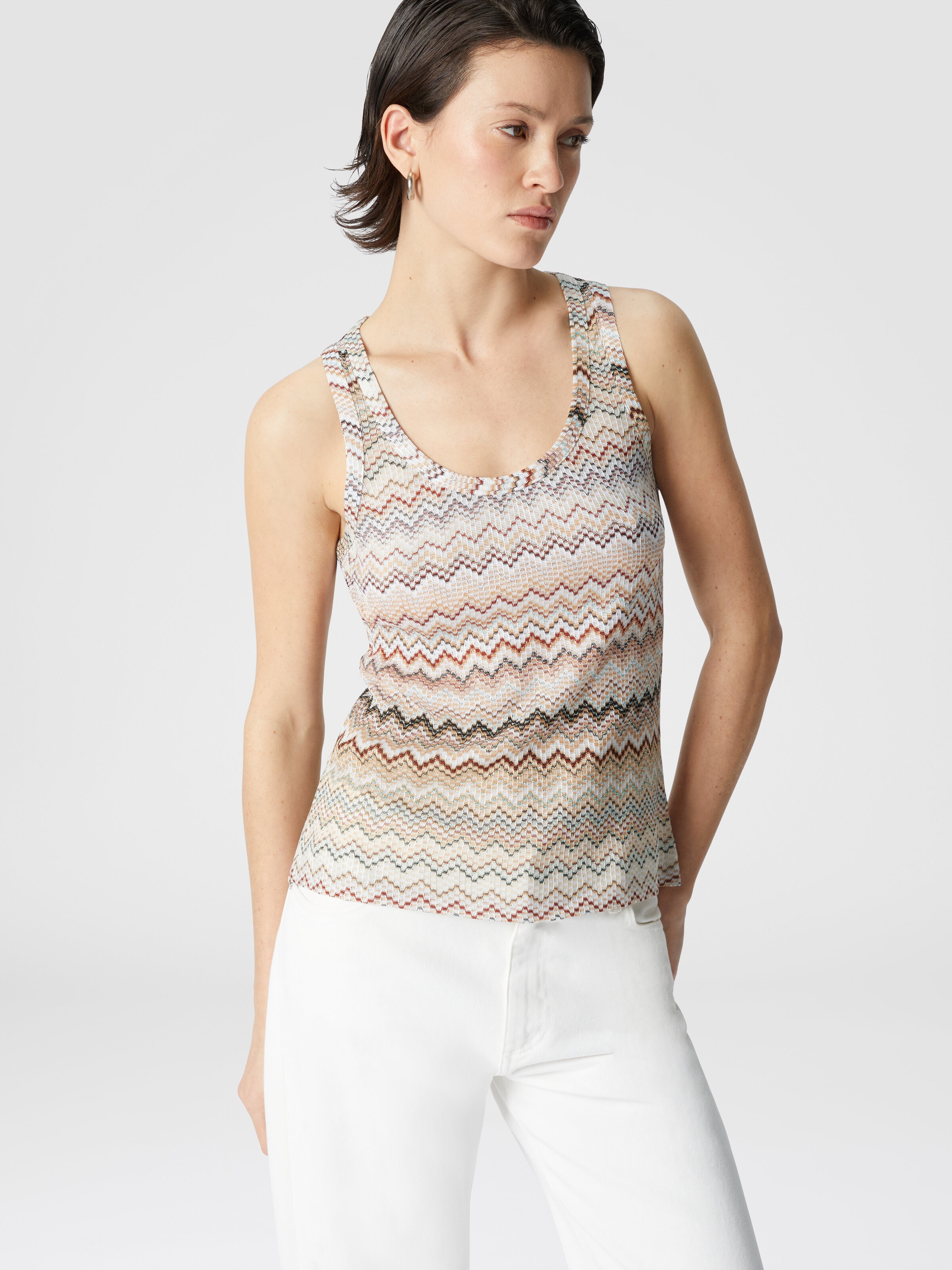Gradient zig zag viscose tank top, Multicoloured  - 3