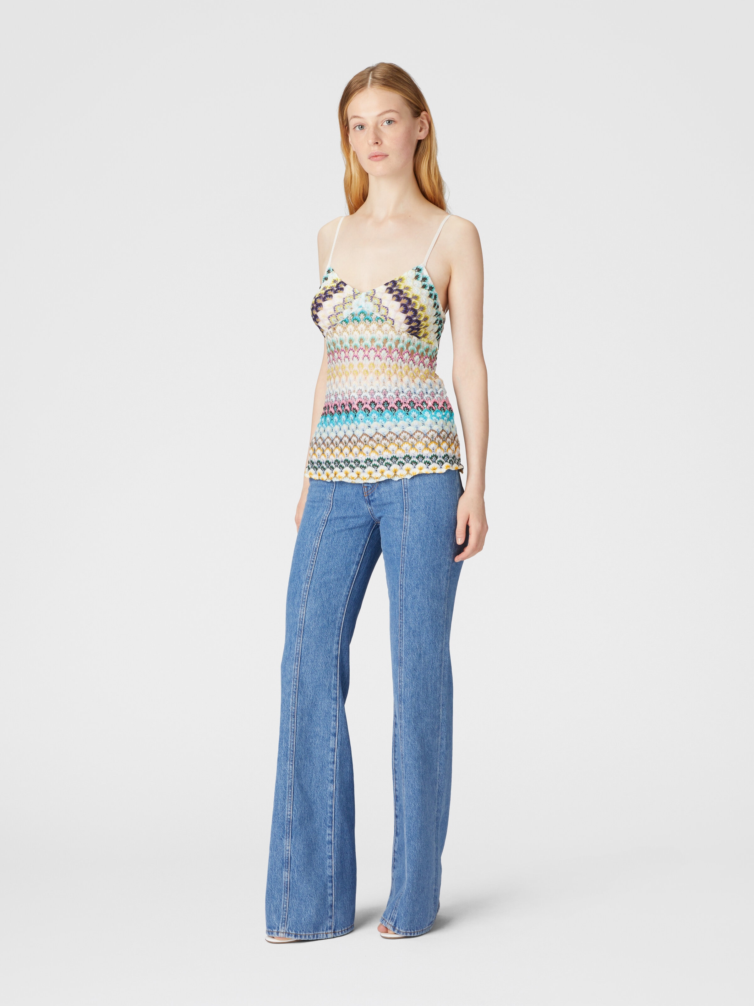 Sleeveless lace top, Multicoloured  - 1