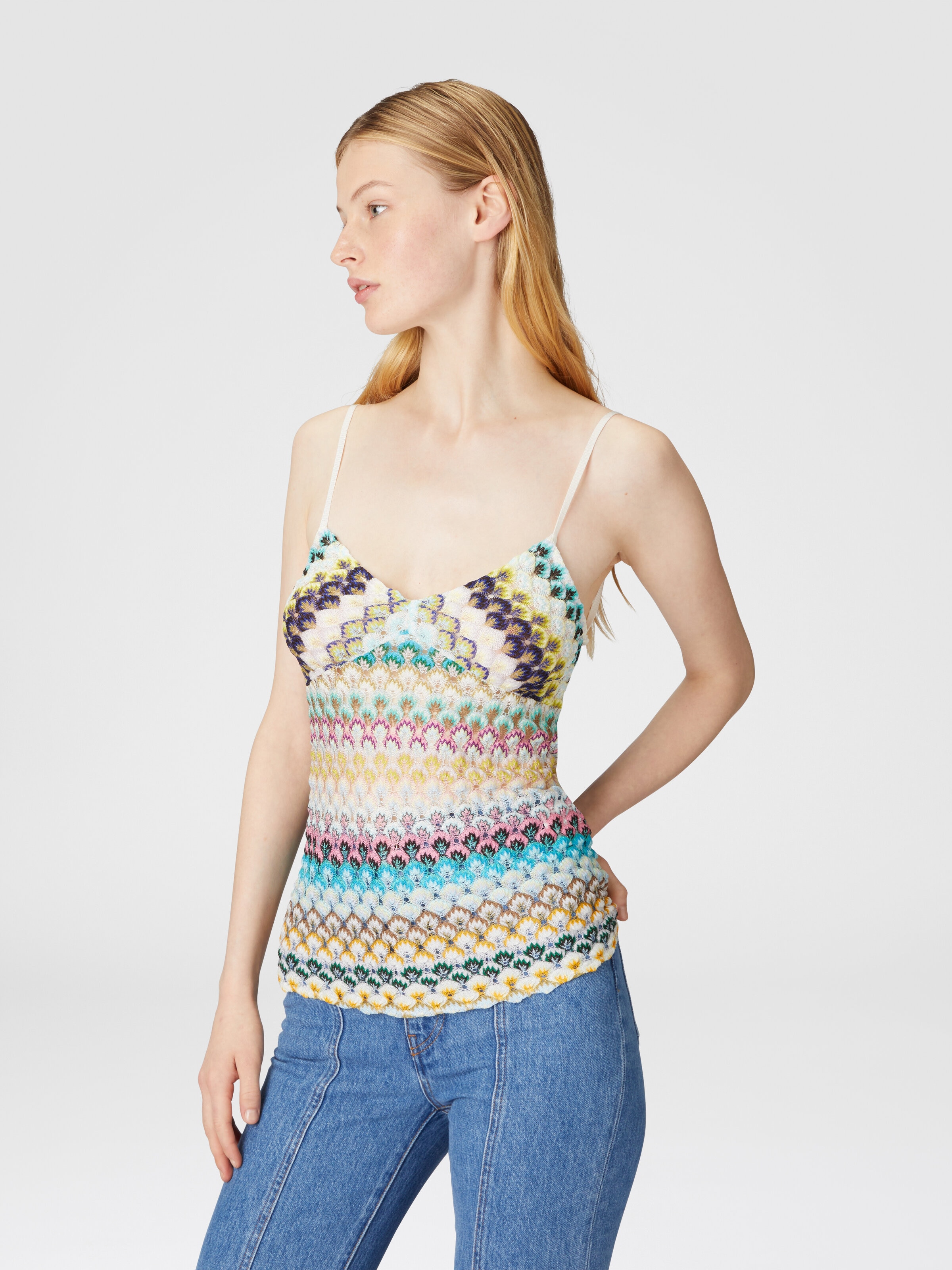 Sleeveless lace top, Multicoloured  - 3