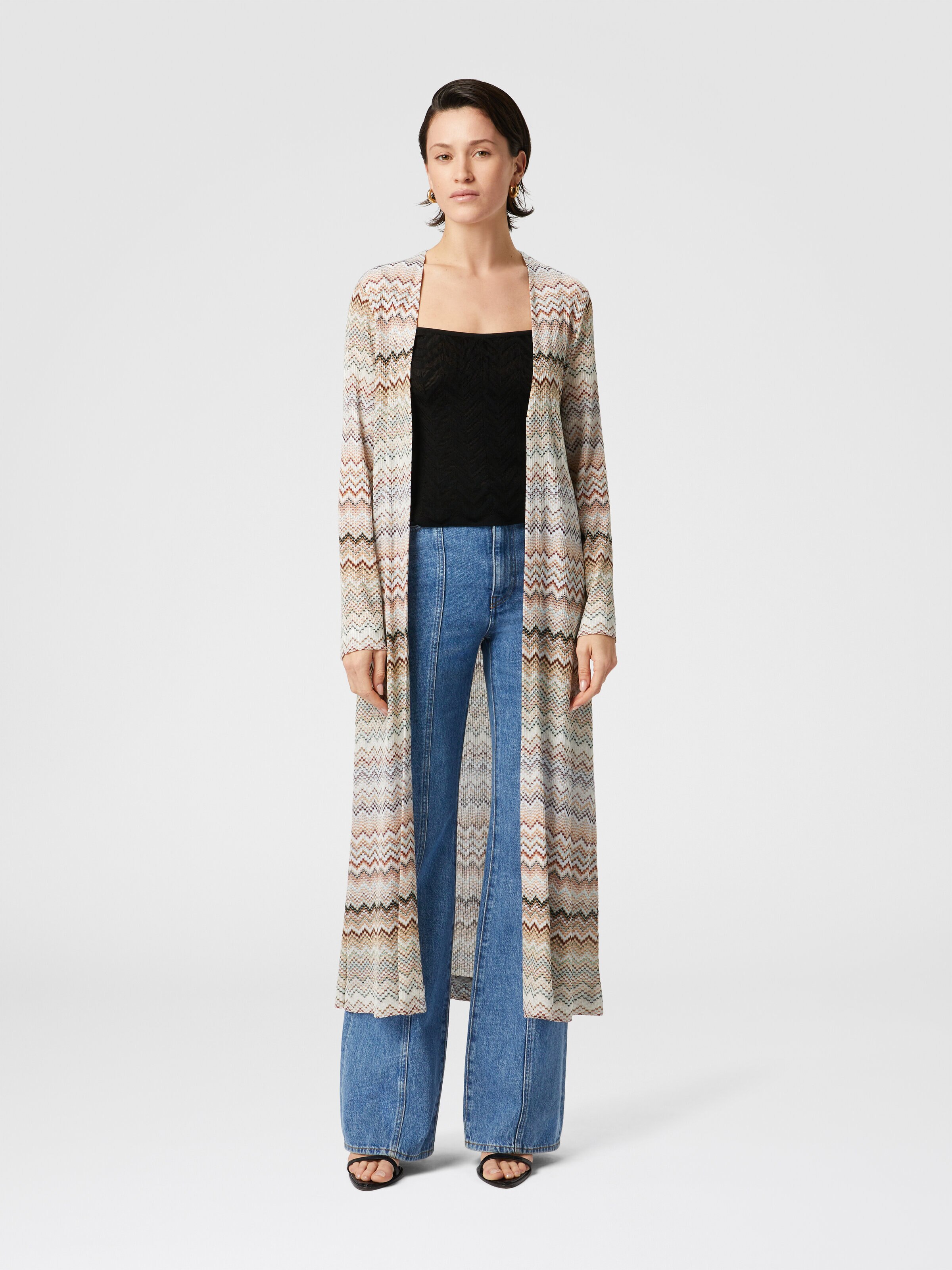 Dégradé zig zag viscose cardigan, Multicoloured  - 1