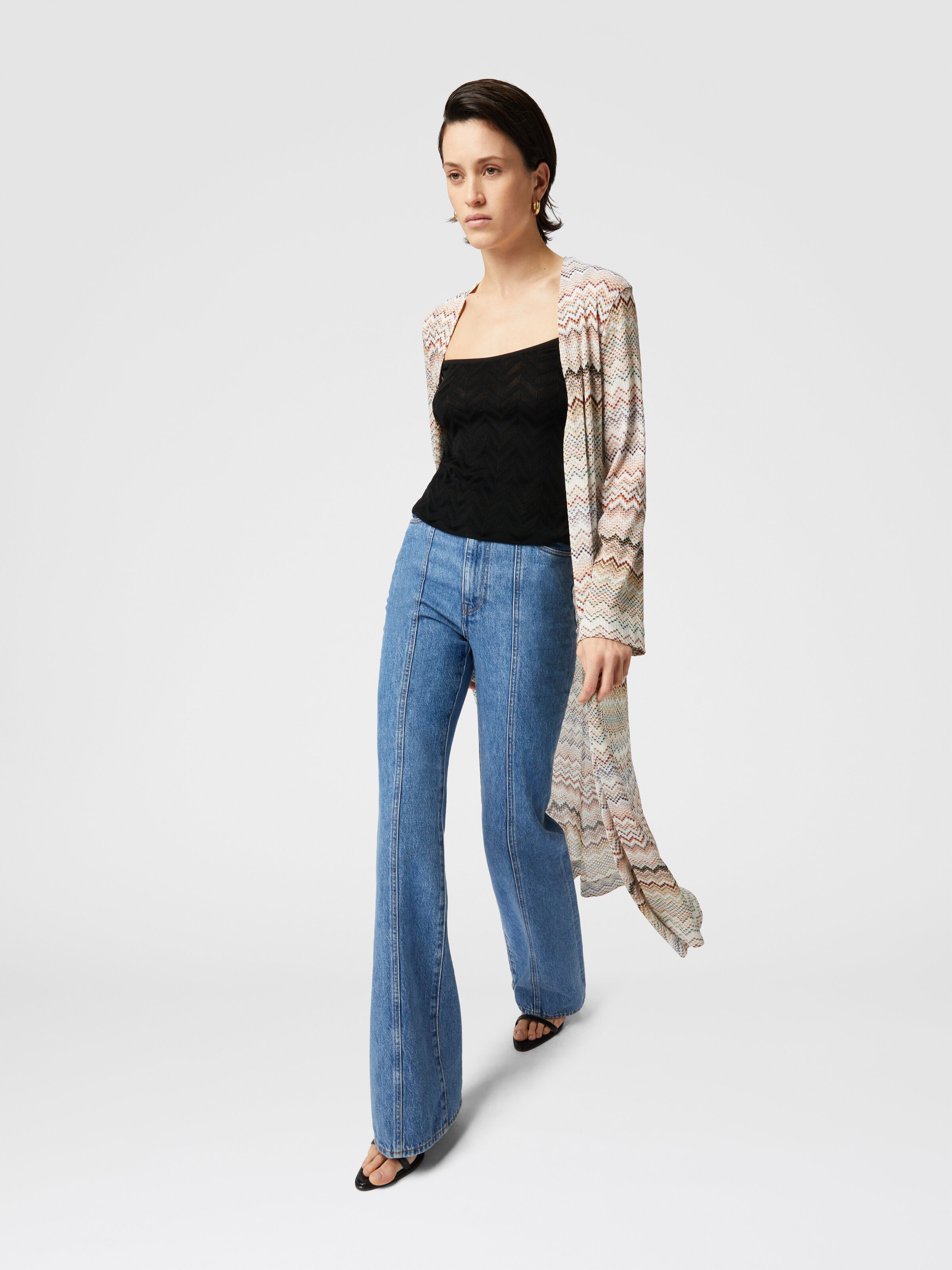 Dégradé zig zag viscose cardigan, Multicoloured  - 3