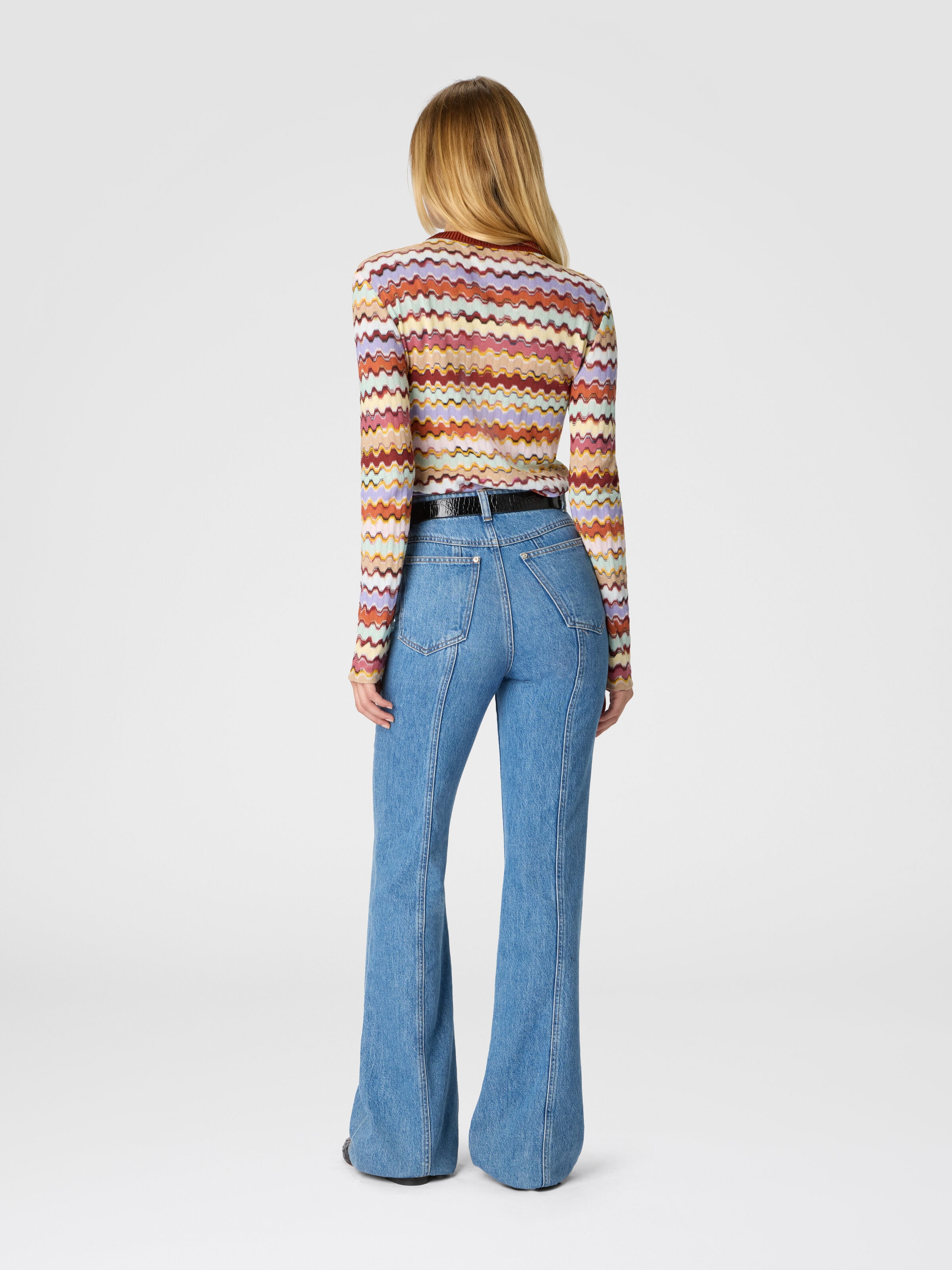 Raschel crew neck cardigan, Multicoloured - 2