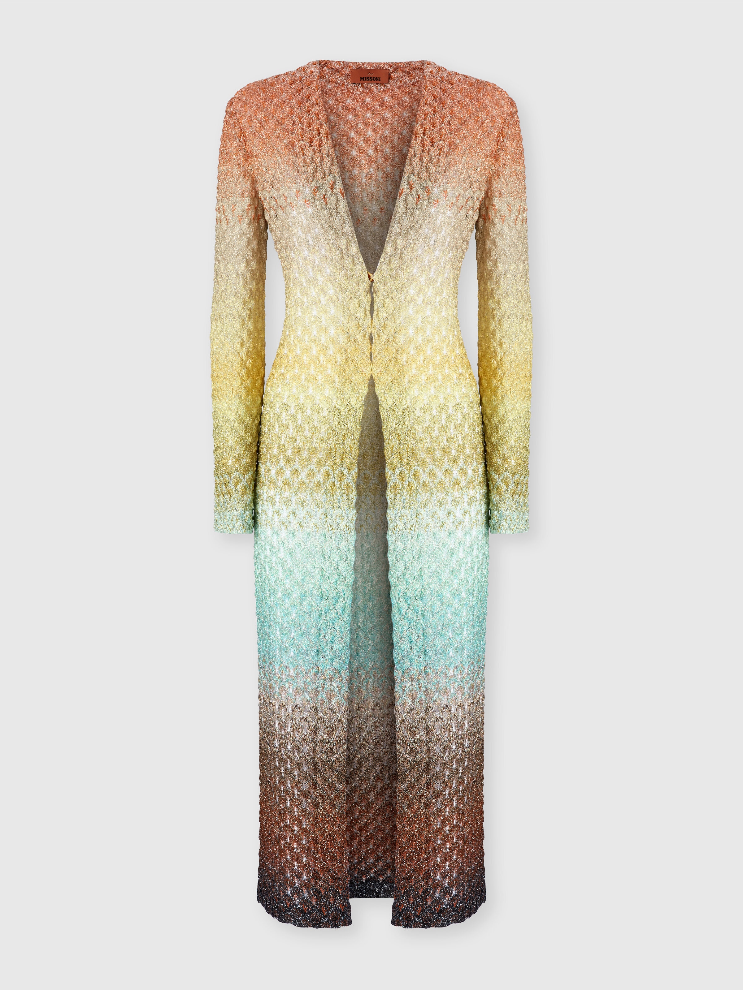 Langer Cardigan aus Spitze und Lamé, Mehrfarbig  - 0
