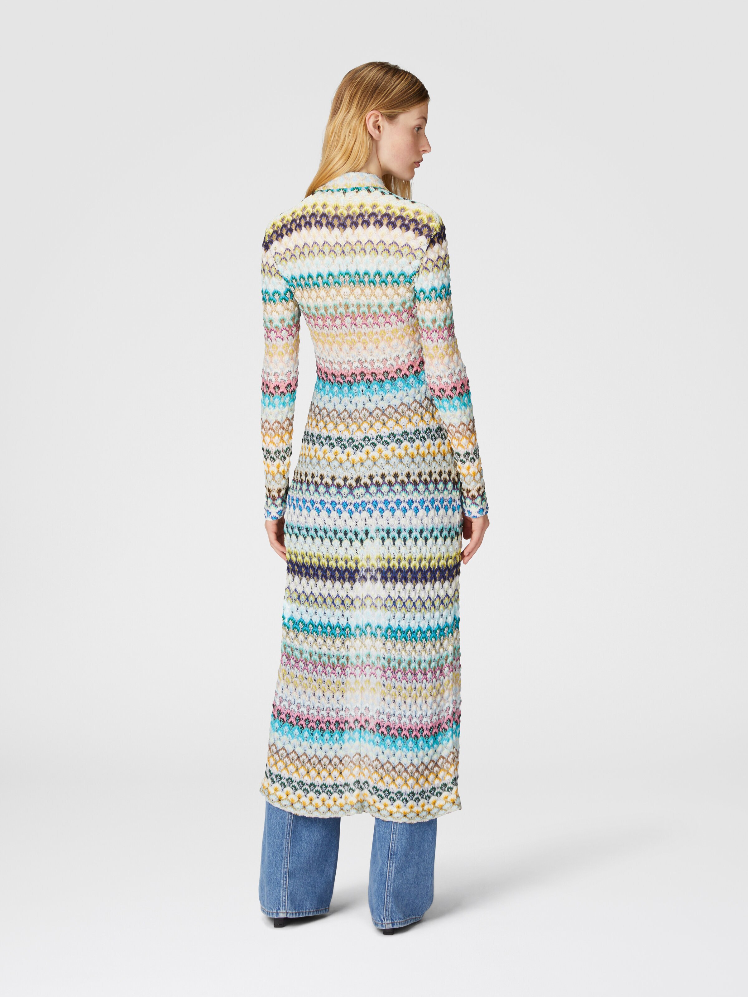 Slim cardigan with striped lace collar, Multicoloured  - 2
