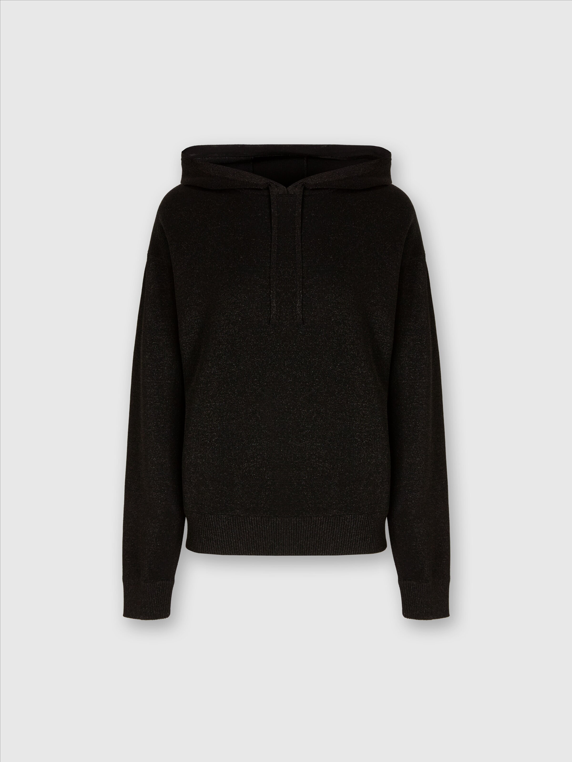 Lamé viscose hooded sweatshirt, Black - 0