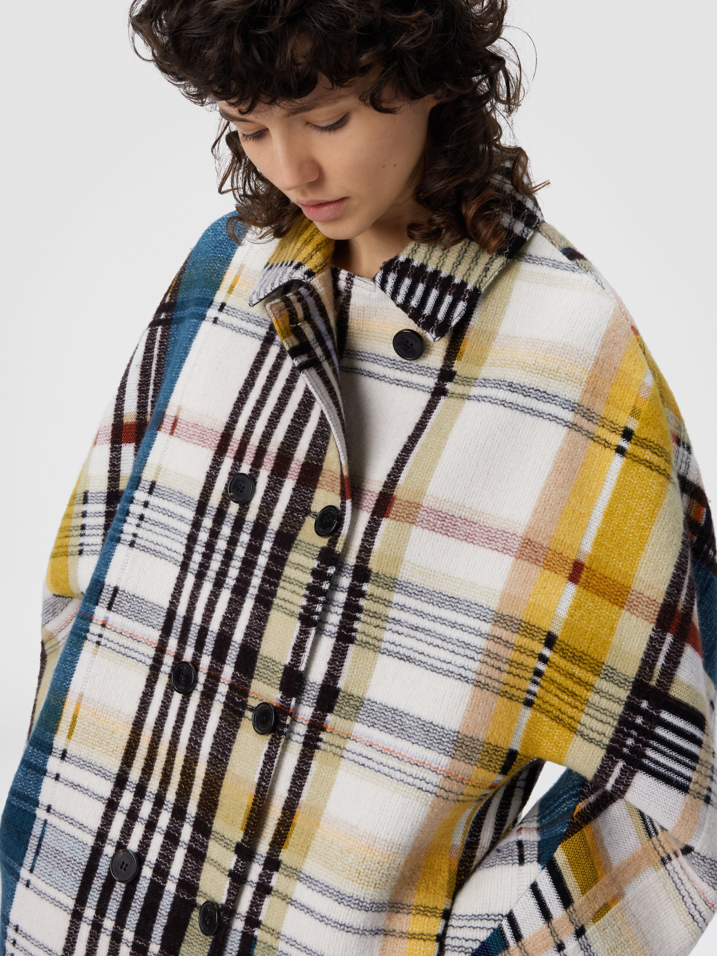 Double-breasted caban with check pattern, Yellow & Black - 3
