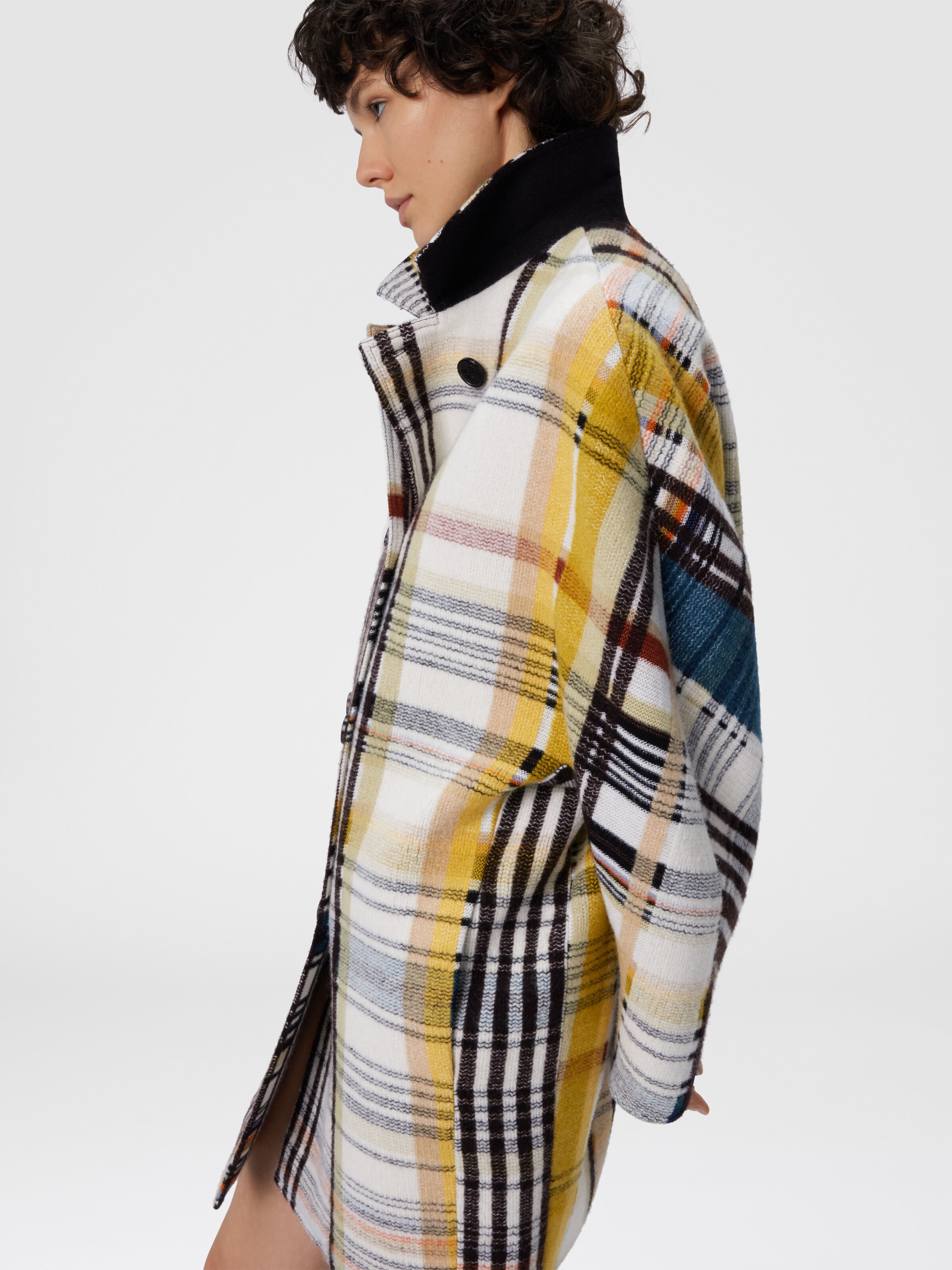 Double-breasted caban with check pattern, Yellow & Black - 4