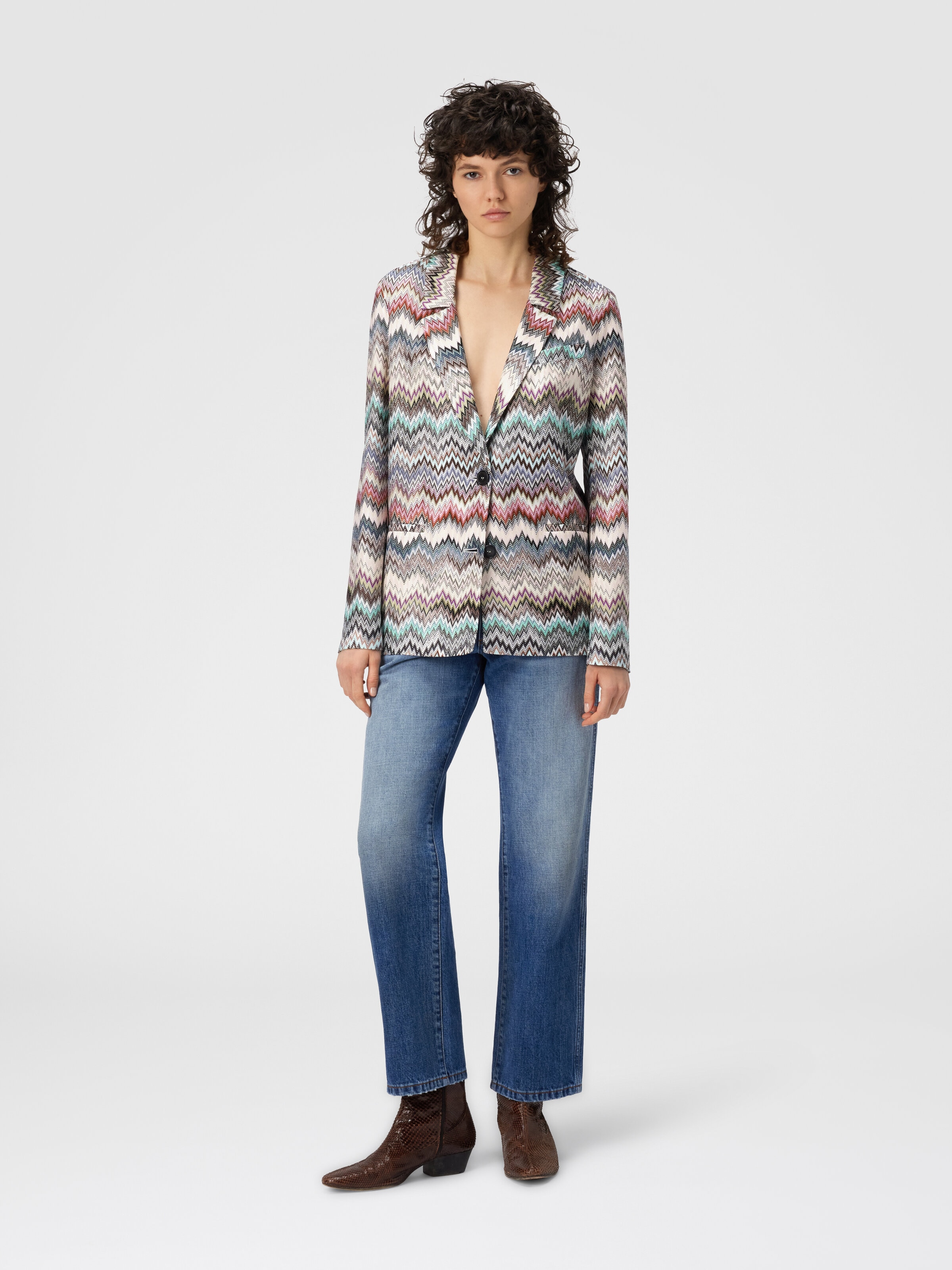 Blazer de un solo botón con motivo de serpiente, Multicolor  - 1