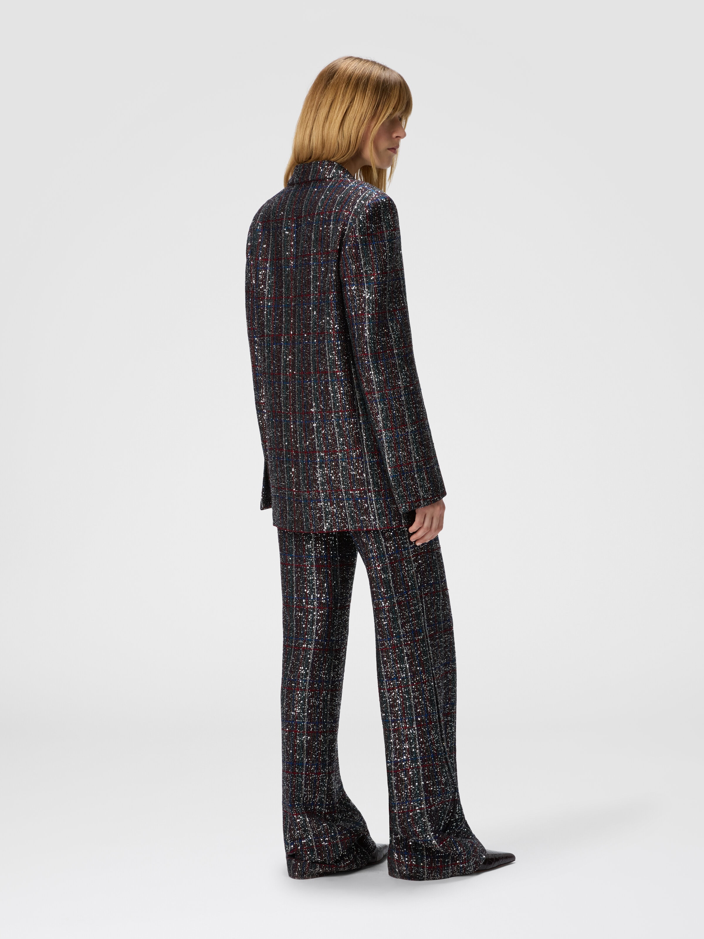 Double-breasted blazer with check pattern, Multicoloured  - 2