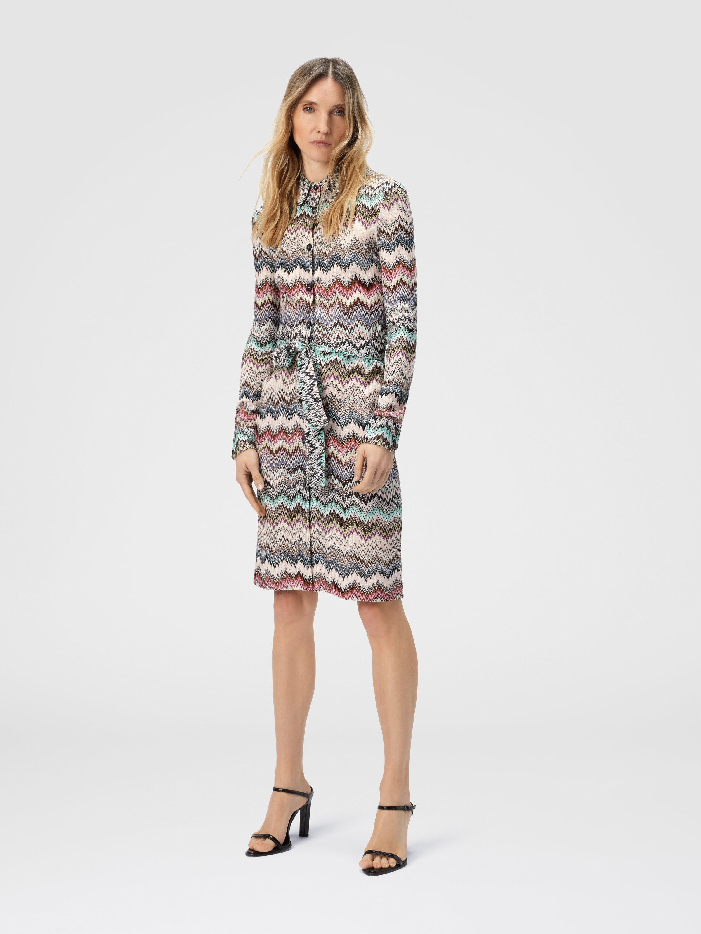 Shirt Dress with Snake Pattern, Multicoloured  - 1