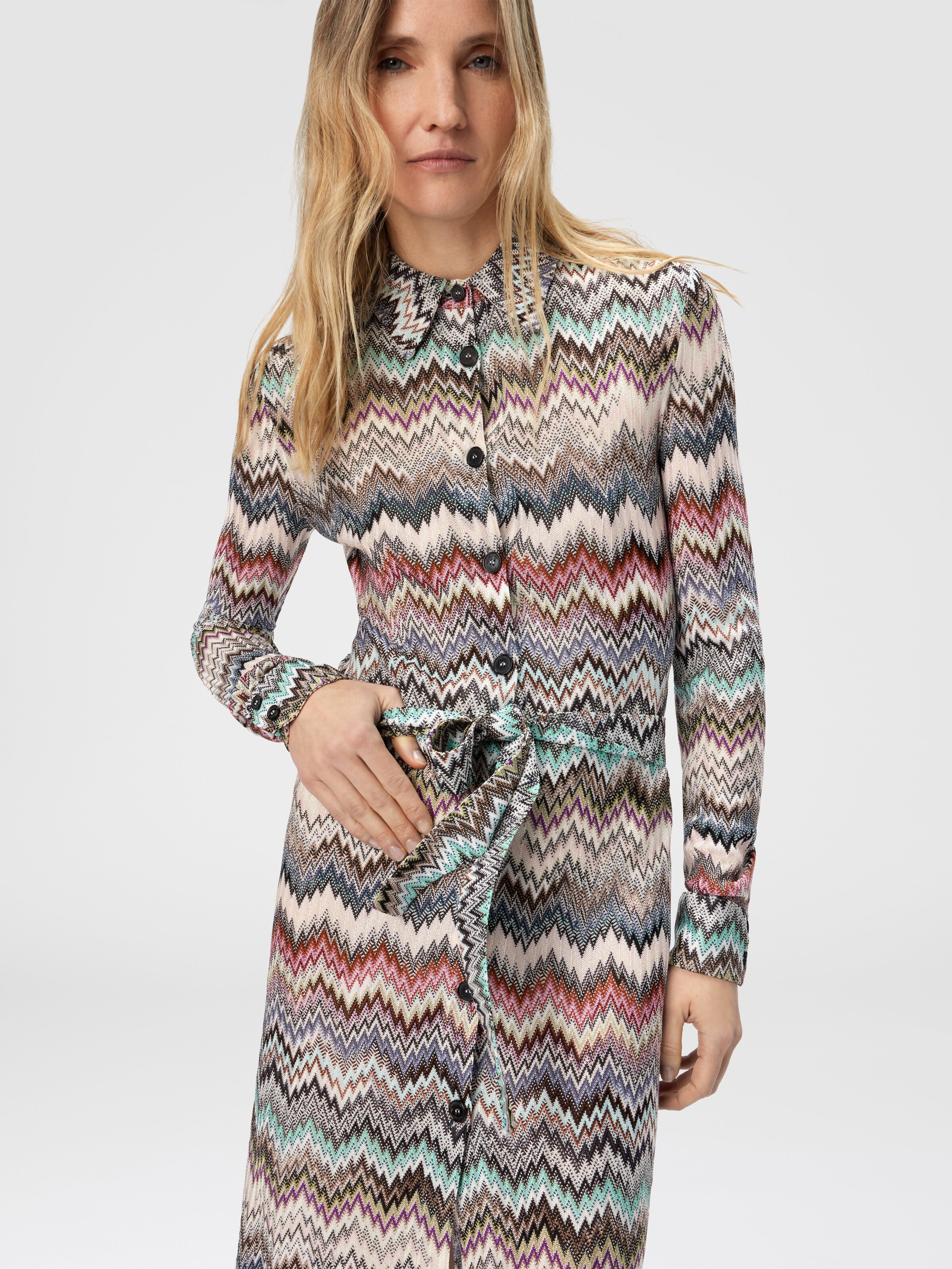 Shirt Dress with Snake Pattern, Multicoloured  - 3