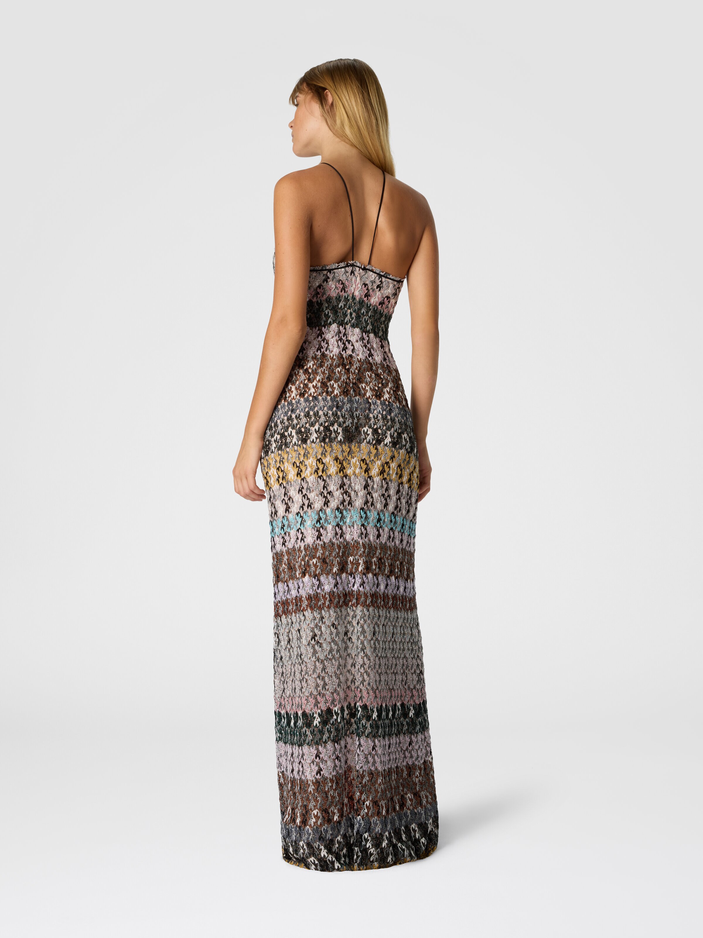 Long Dress with Embroidered Lace, Multicoloured  - 2