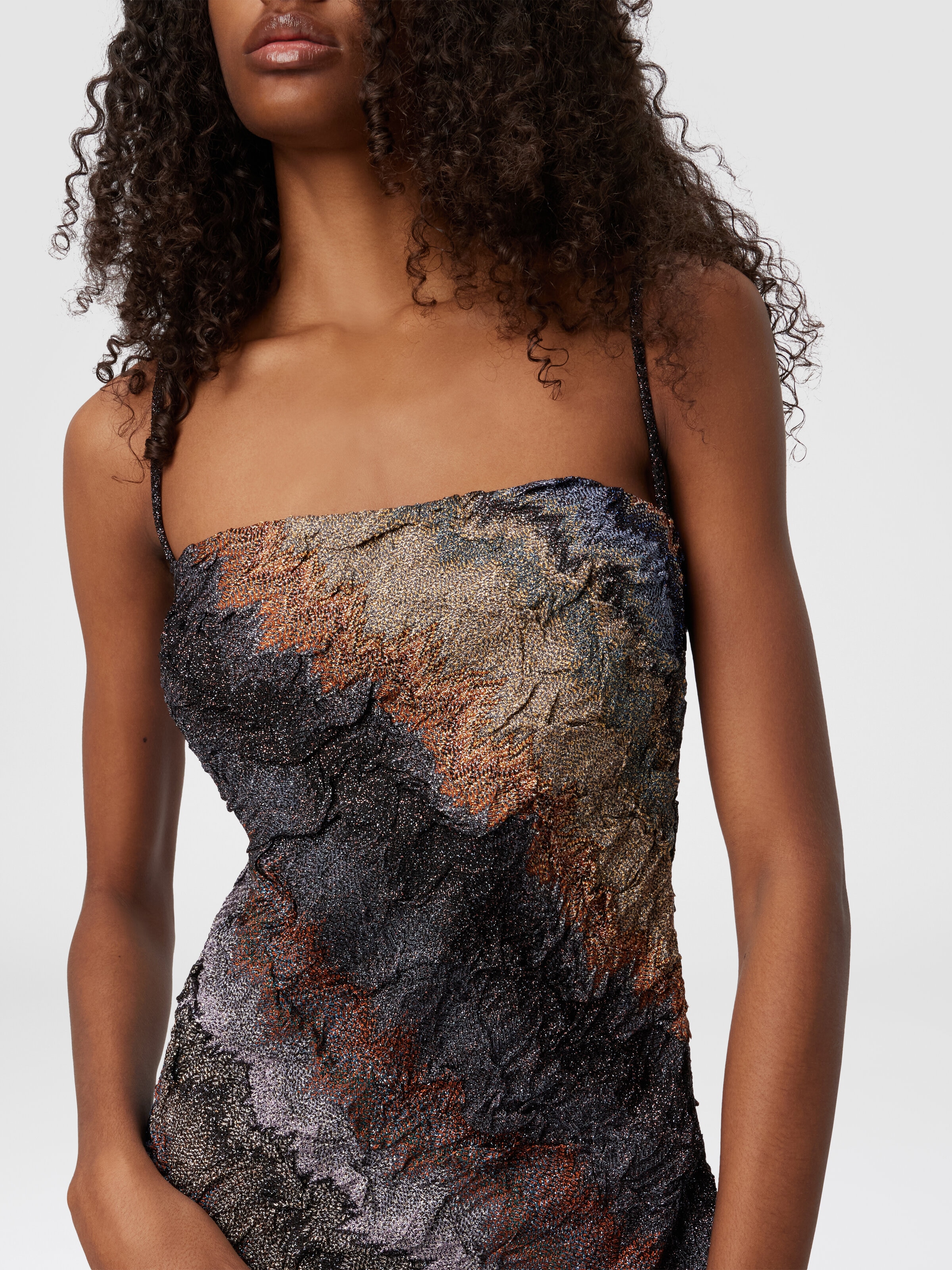 Mini Dress in Raschel Fabric, Blue - 4
