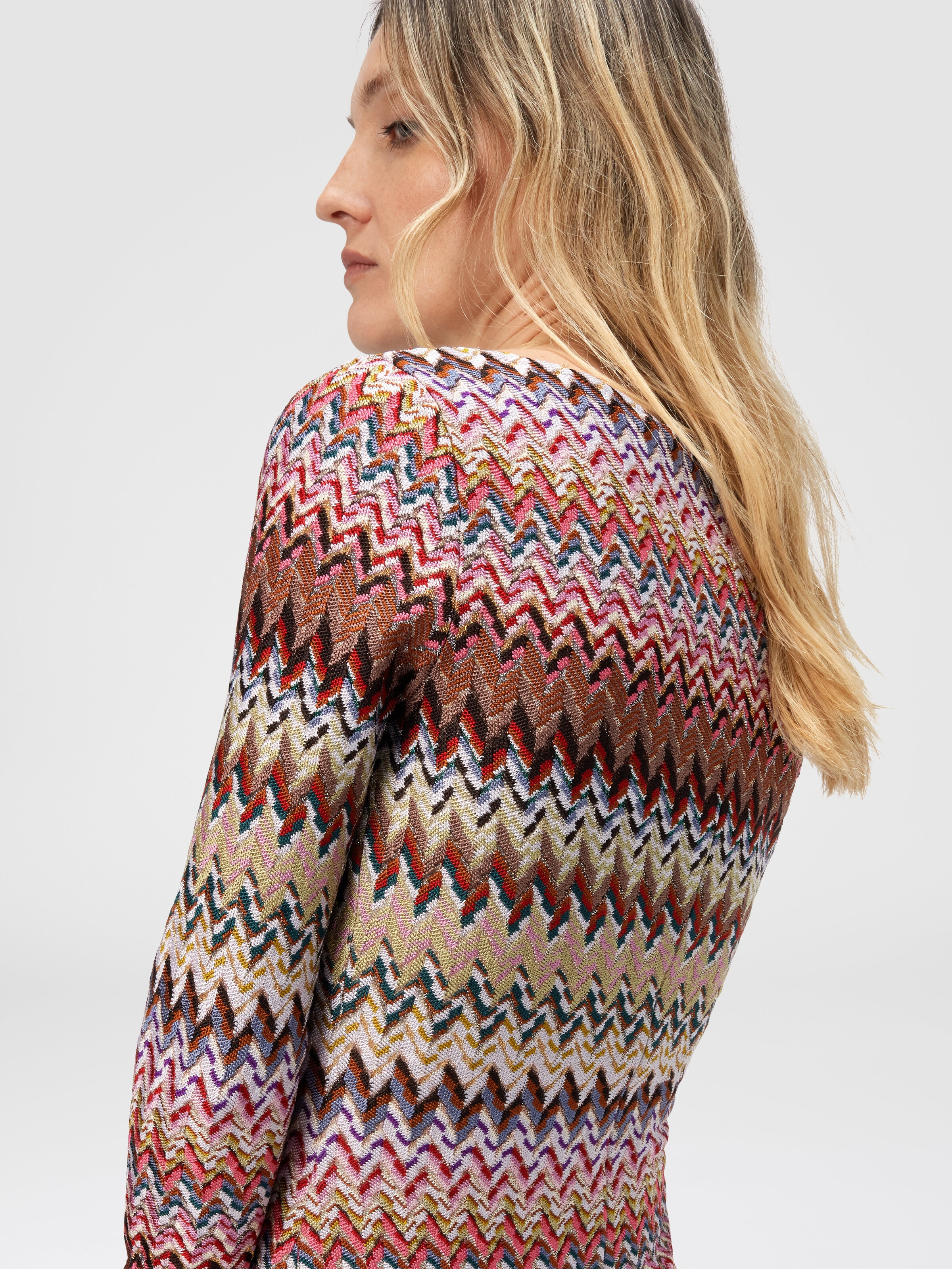 Mini Dress with Zigzag Pattern, Multicoloured  - 4