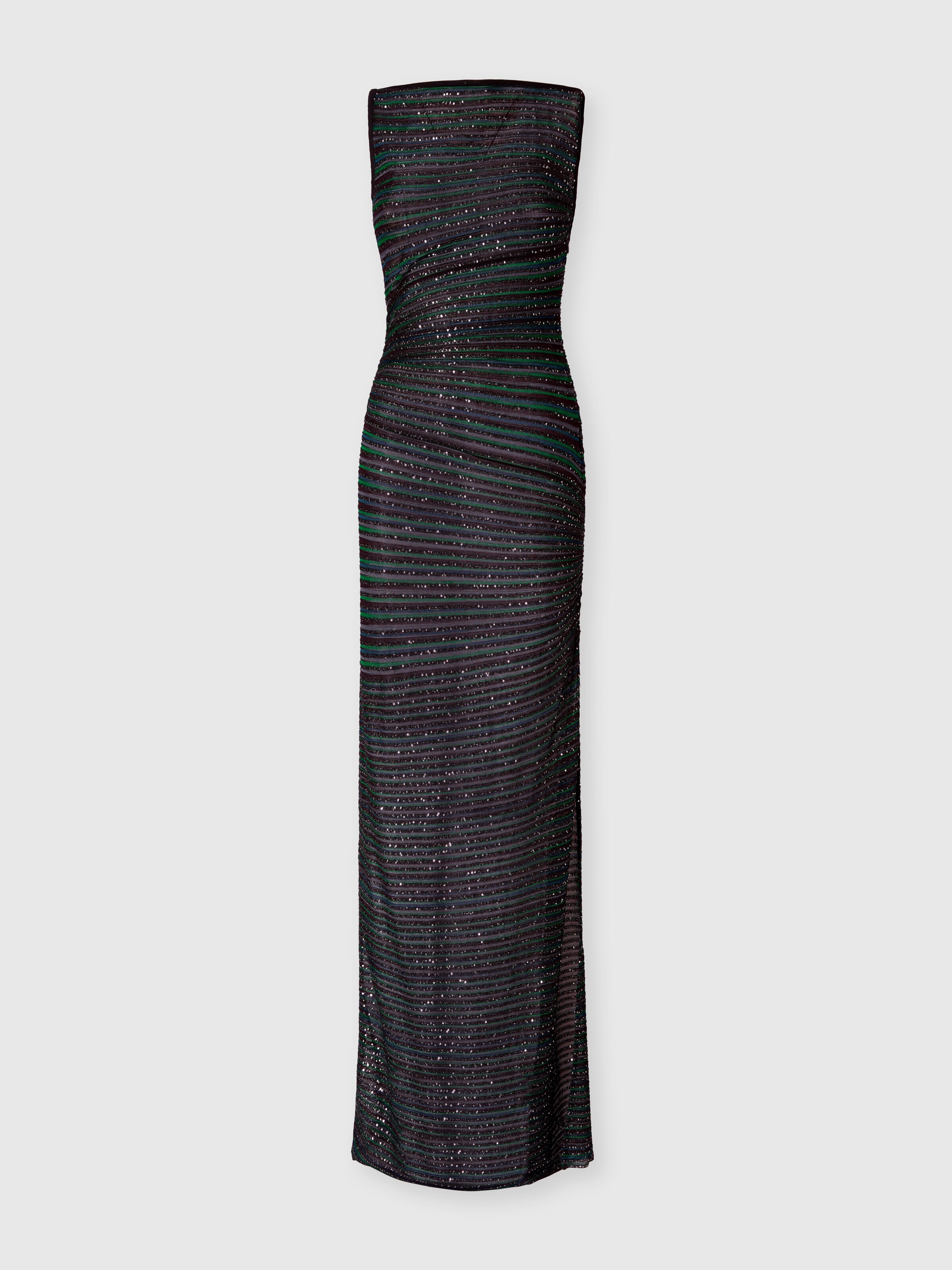 Long Dress with Boat Neck, Multicoloured  - 0