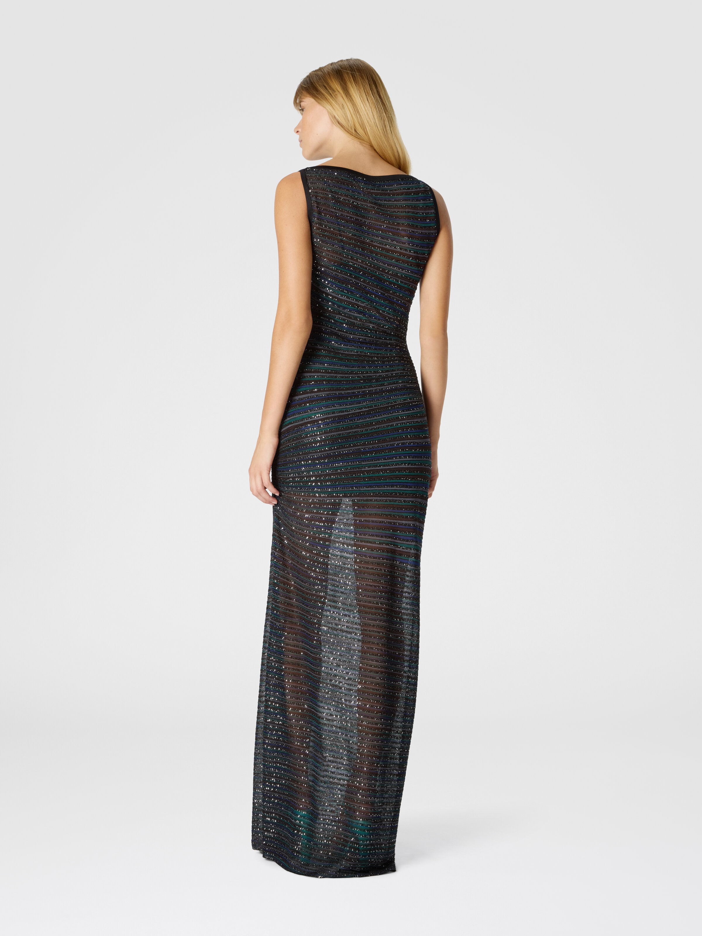 Long Dress with Boat Neck, Multicoloured  - 2