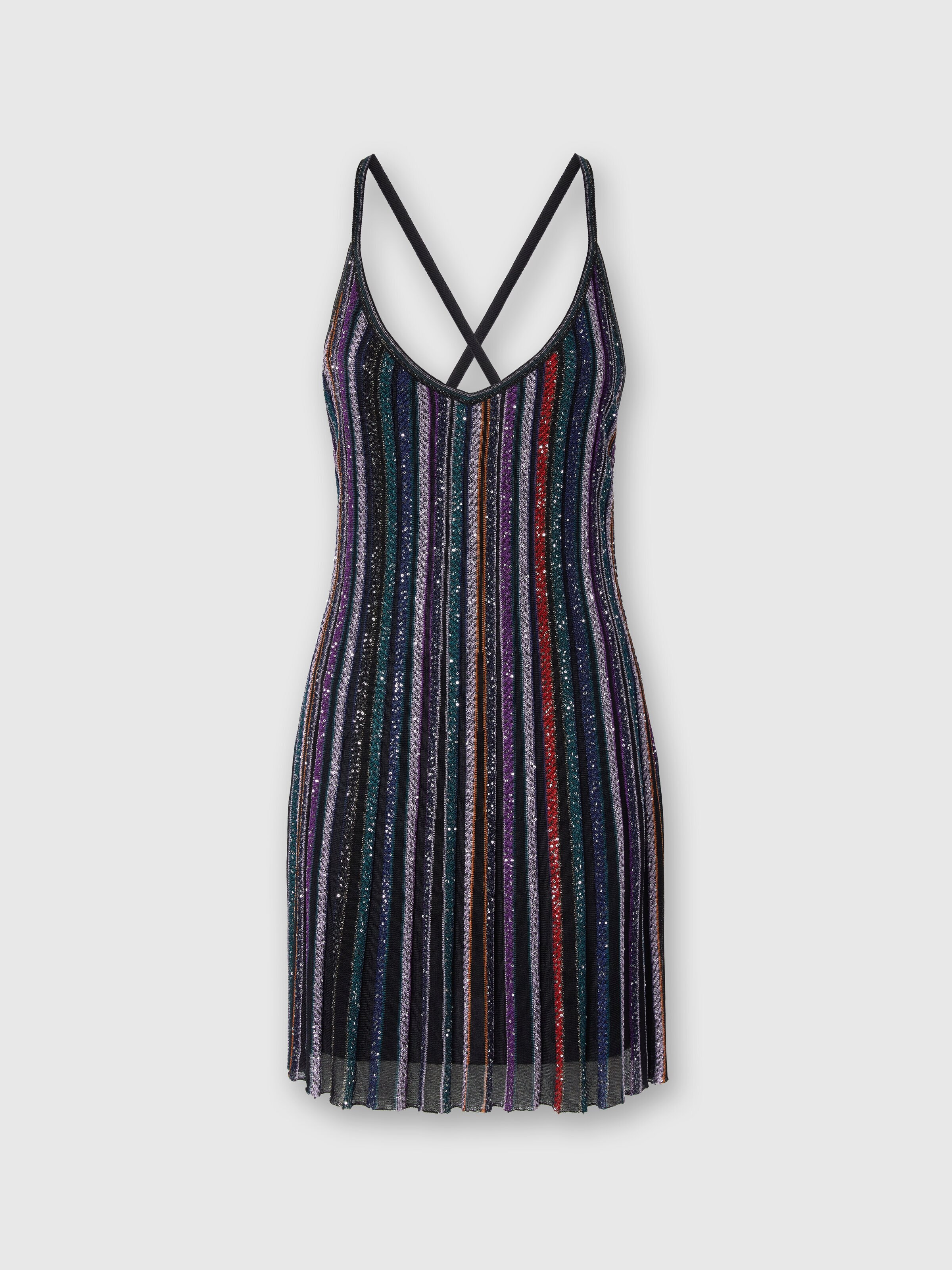 Mini Dress with Interlaced Straps, Multicoloured  - 0