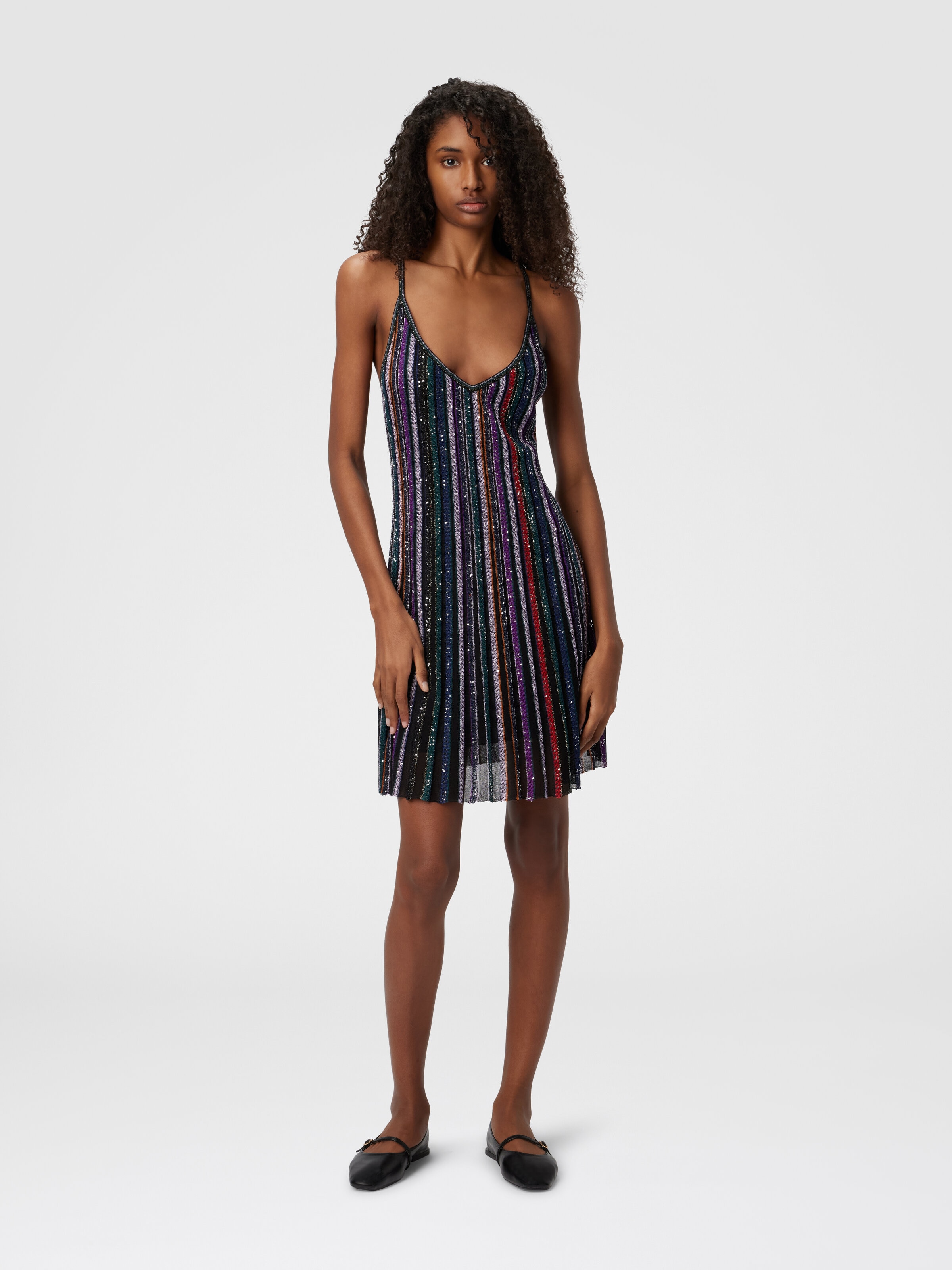 Mini Dress with Interlaced Straps, Multicoloured  - 1