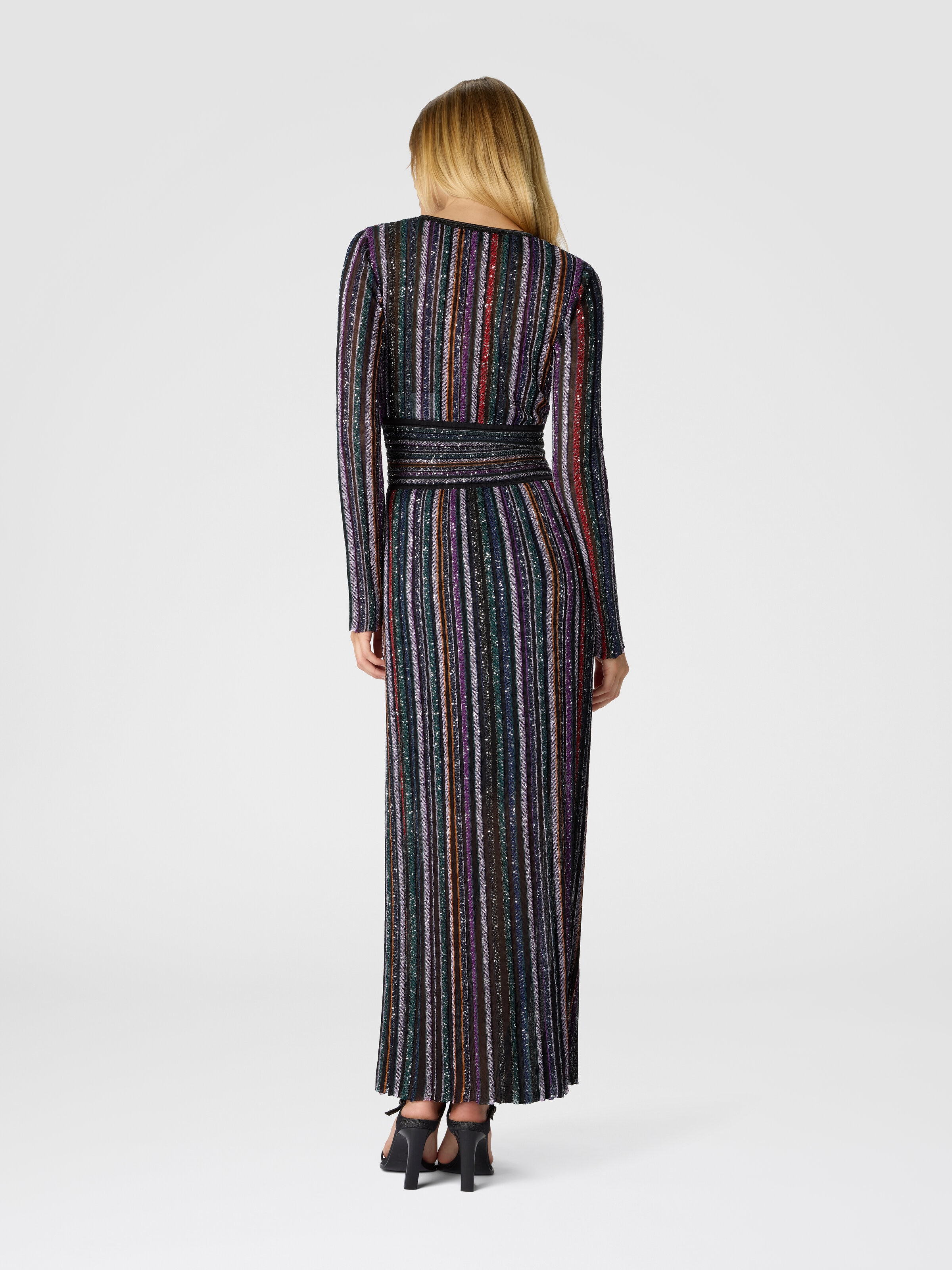 Long Dress with Sequin Embellishment, Multicoloured  - 2