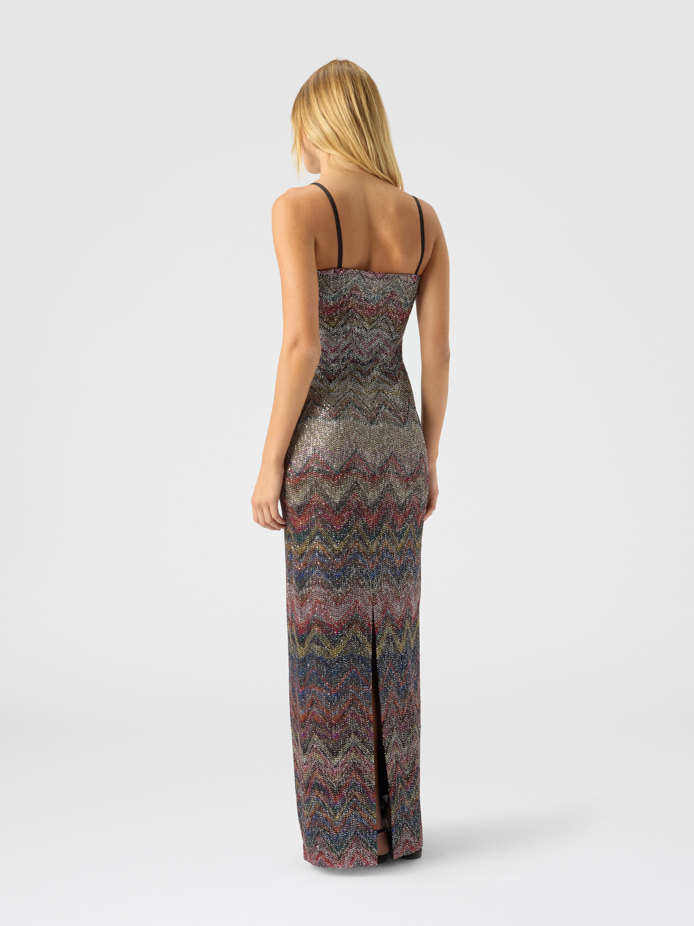 Bustier long dress with zigzag pattern, Multicoloured  - 2
