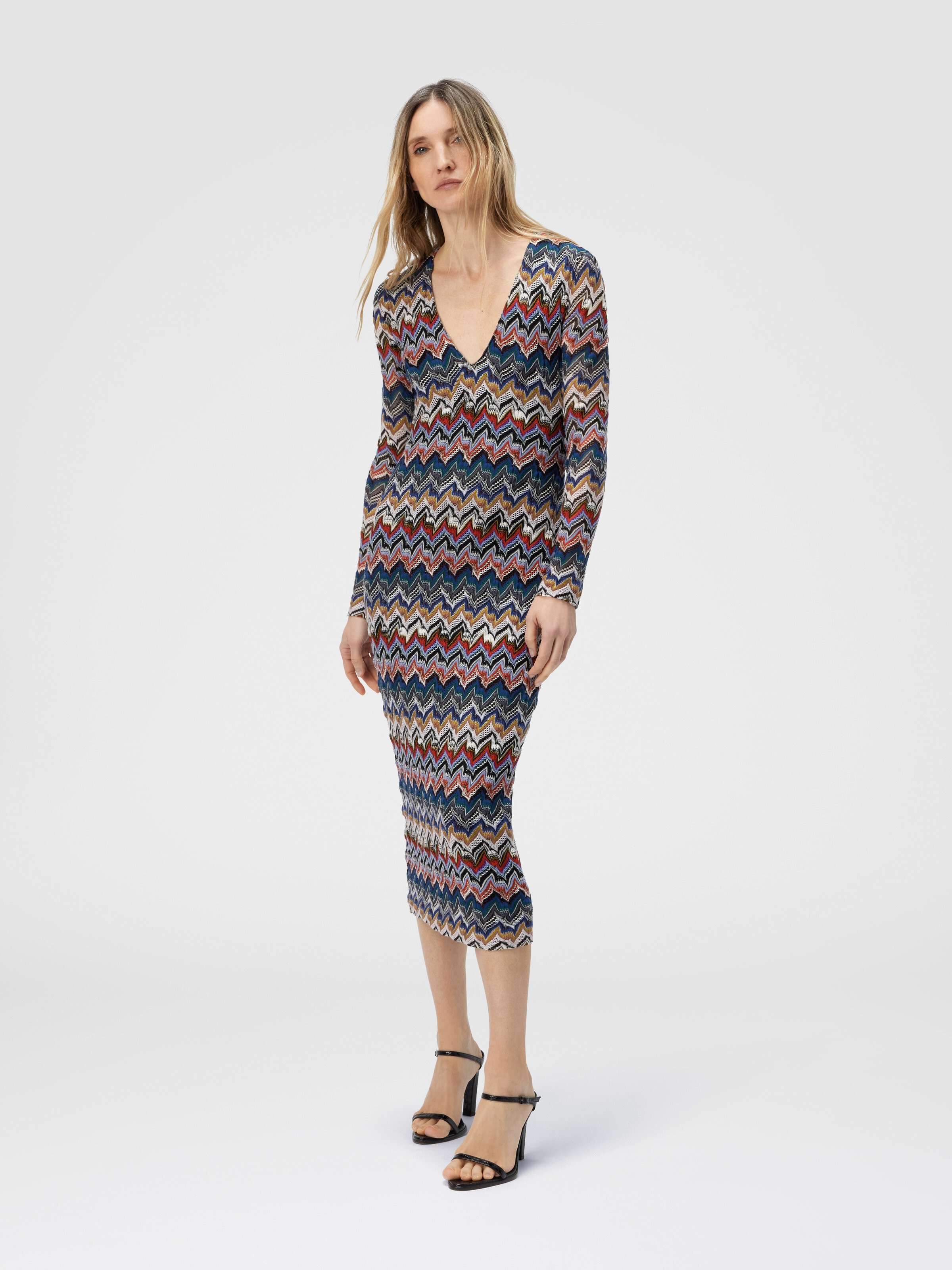 Vestido midi de encaje trabajado, Multicolor  - 1