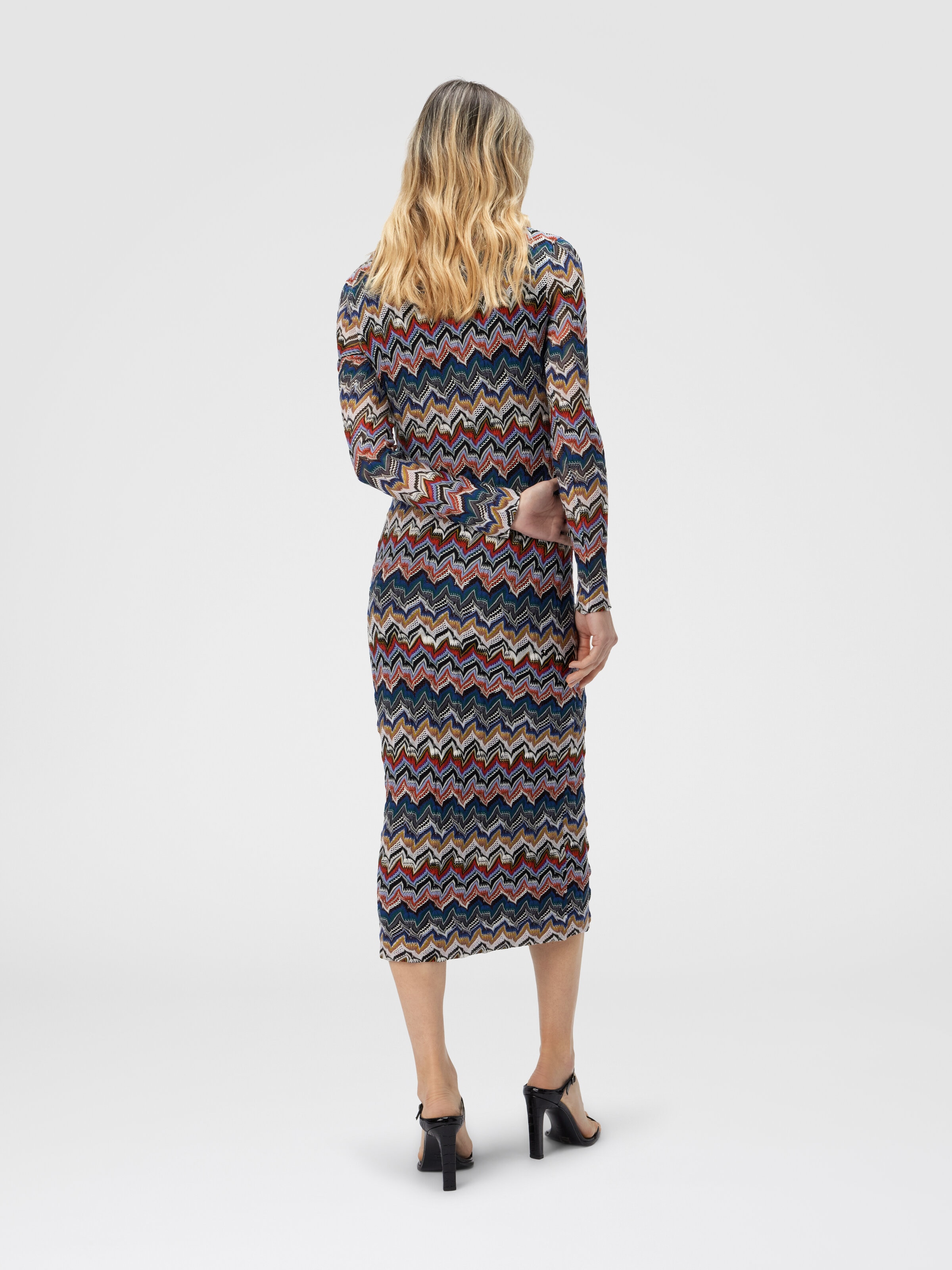 Vestido midi de encaje trabajado, Multicolor  - 2