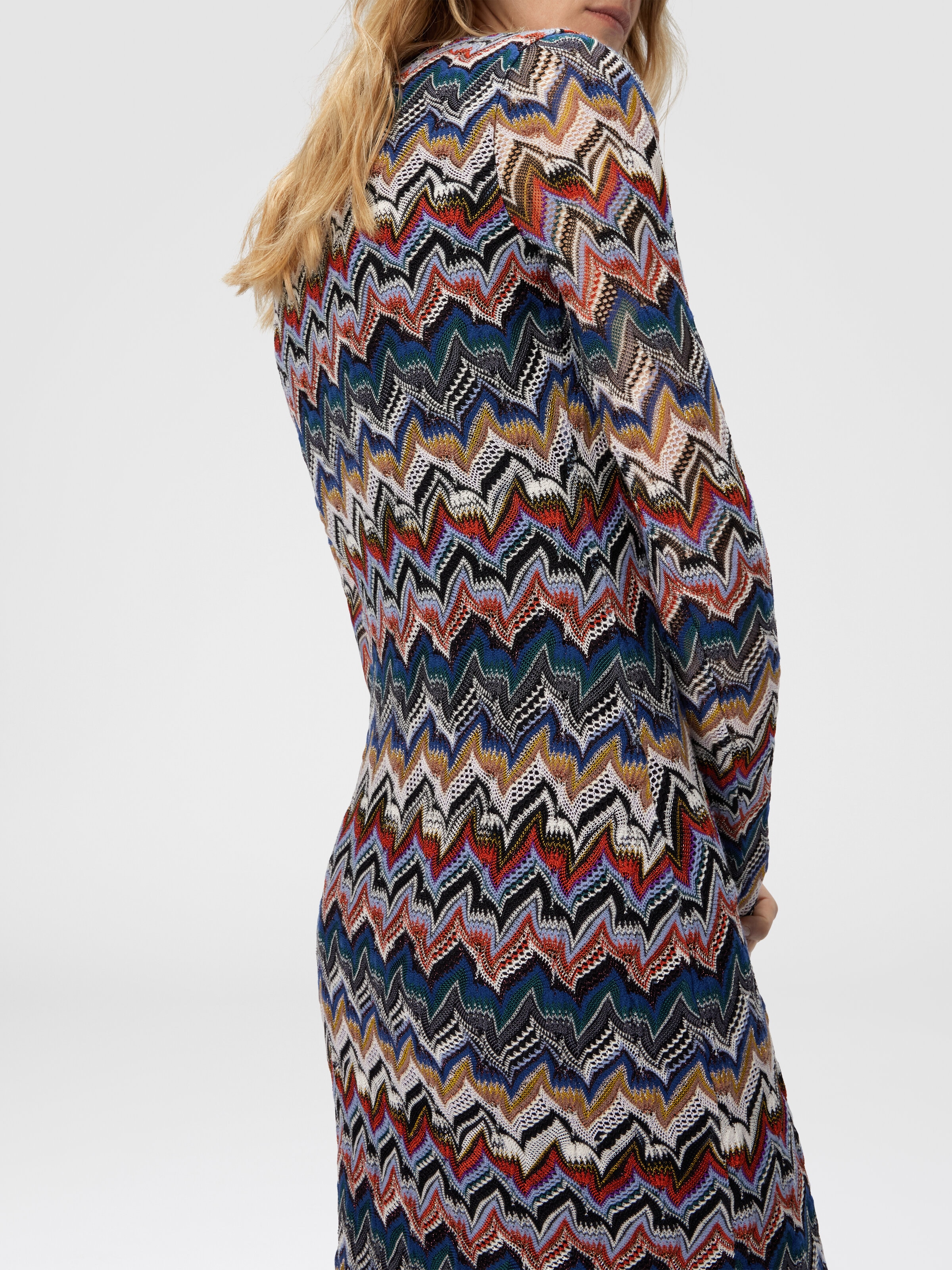 Vestido midi de encaje trabajado, Multicolor  - 3