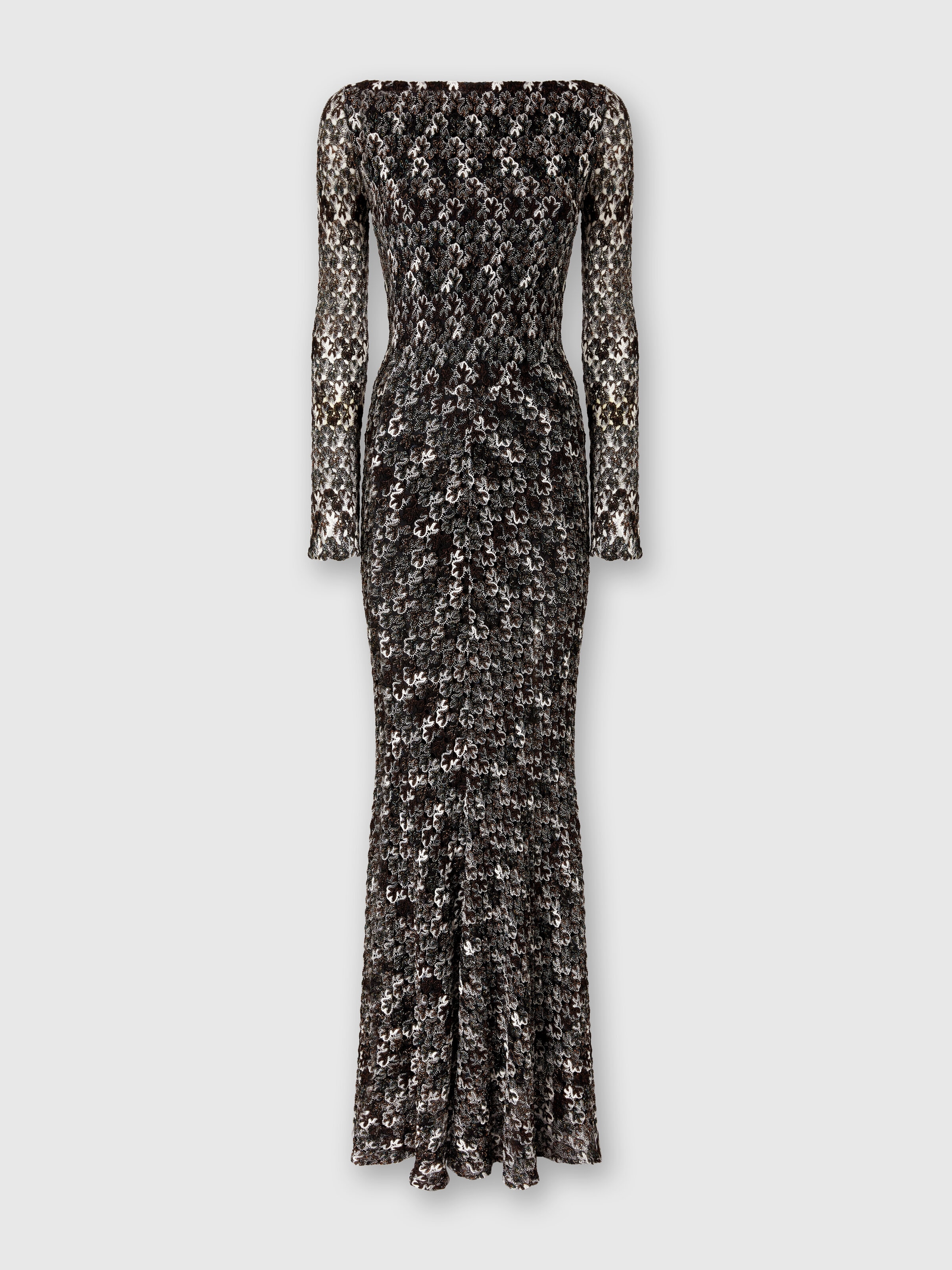 Long Dress in Embroidered Lace, Multicoloured  - 0
