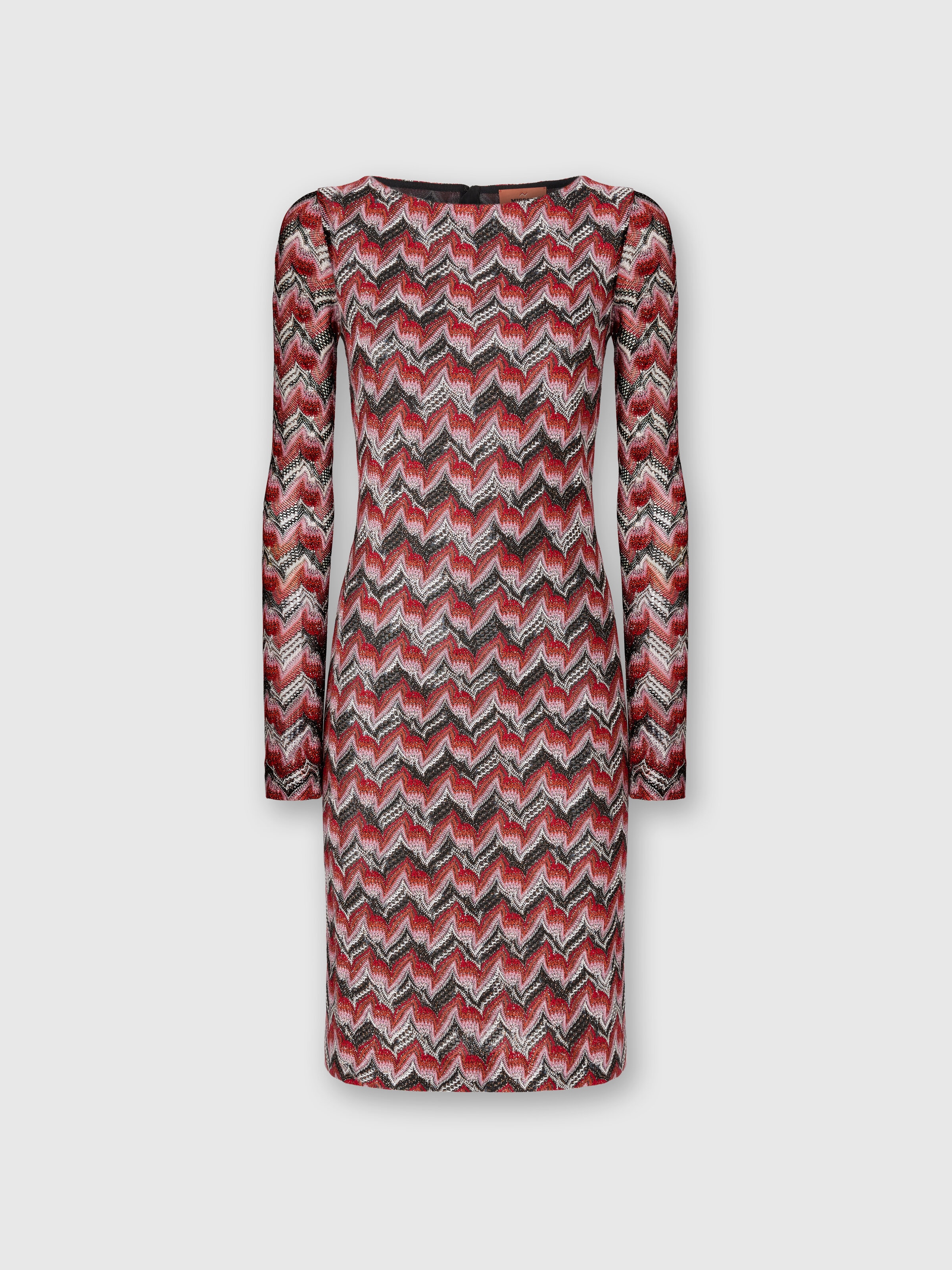 Abito midi con scollo a barchetta, Multicolore  - 0
