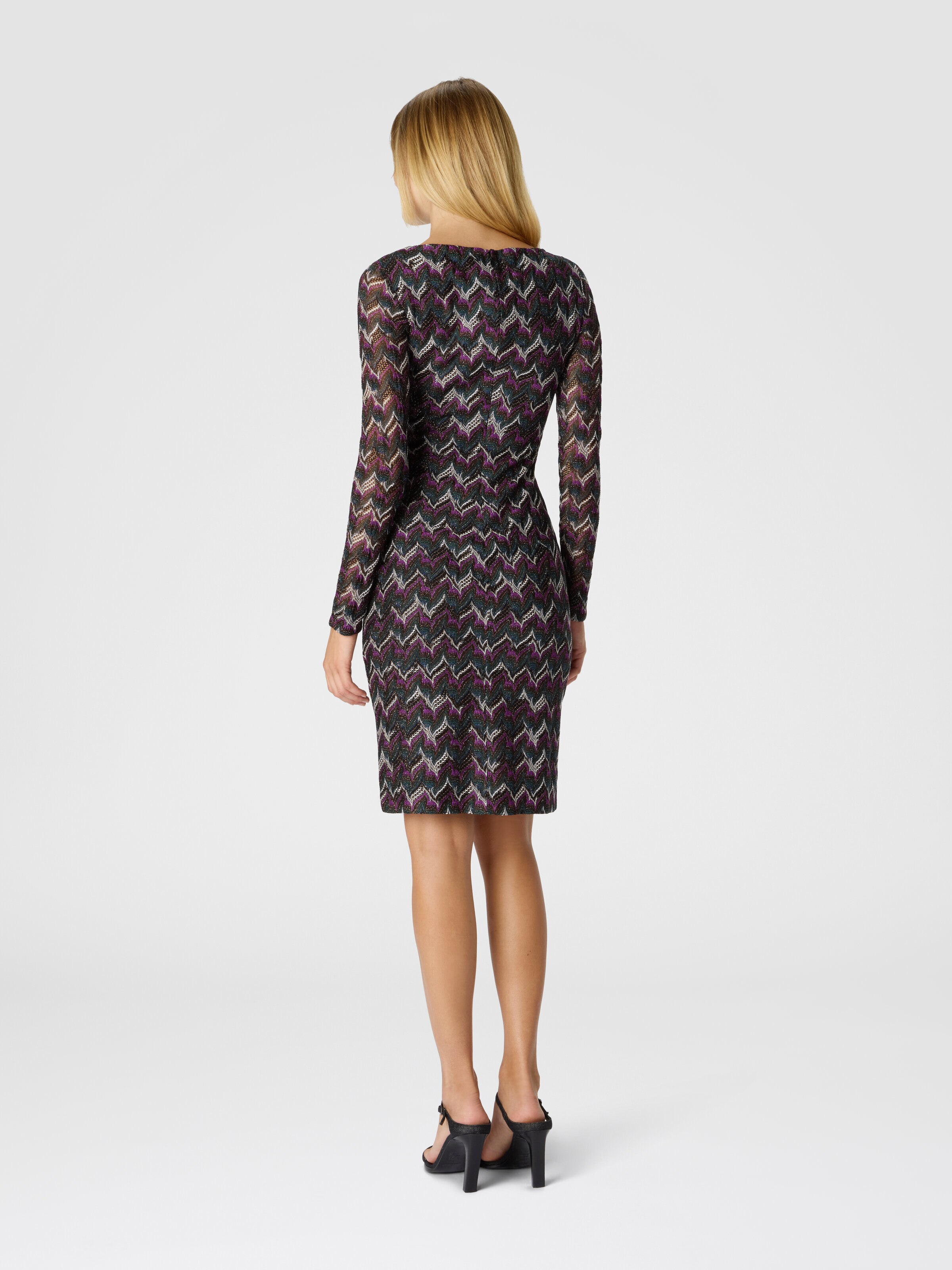 Midi Dress with Boat Neck, Multicoloured  - 2