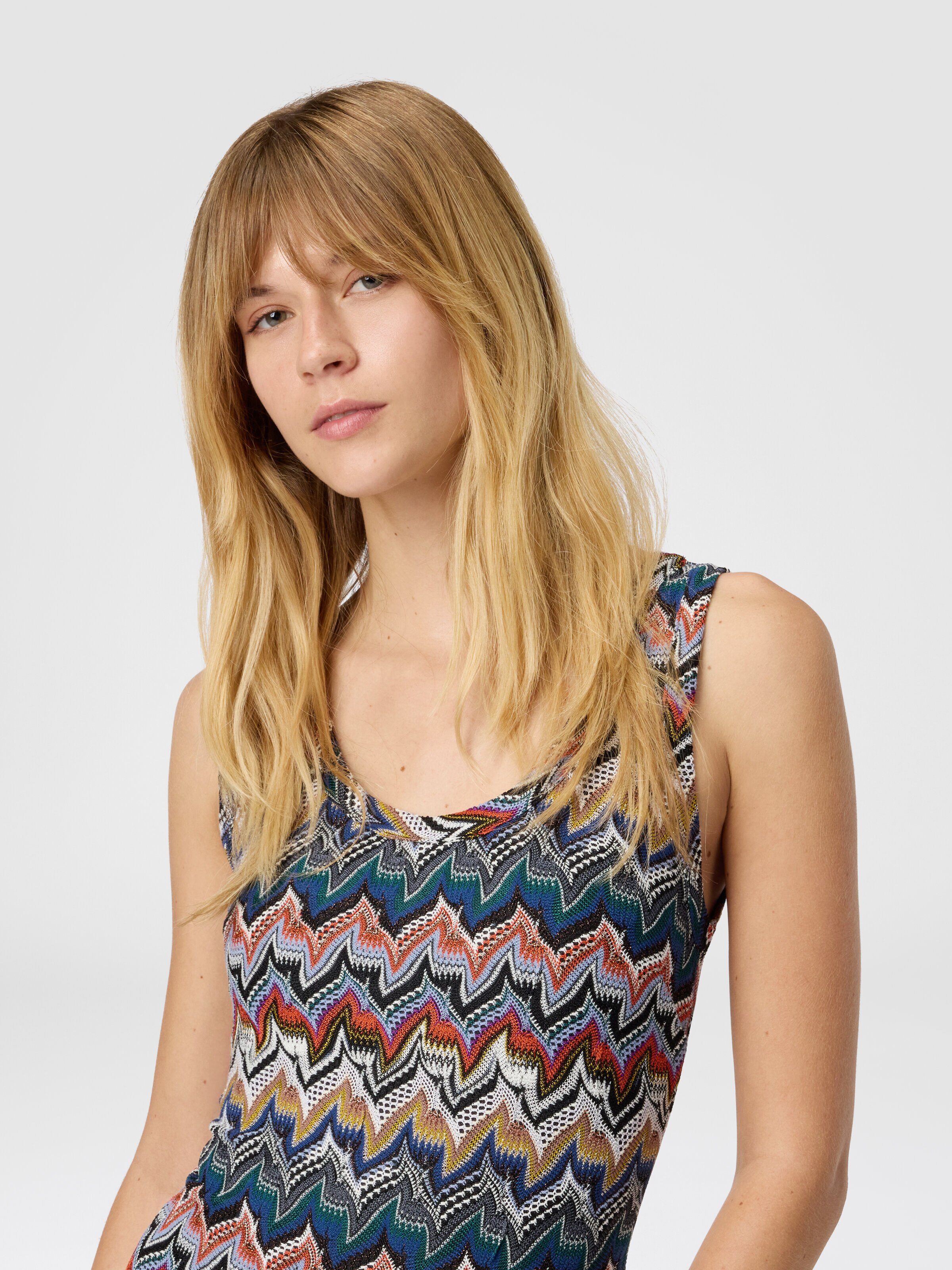 Robe longue à bretelles en dentelle, Multicolore  - 3