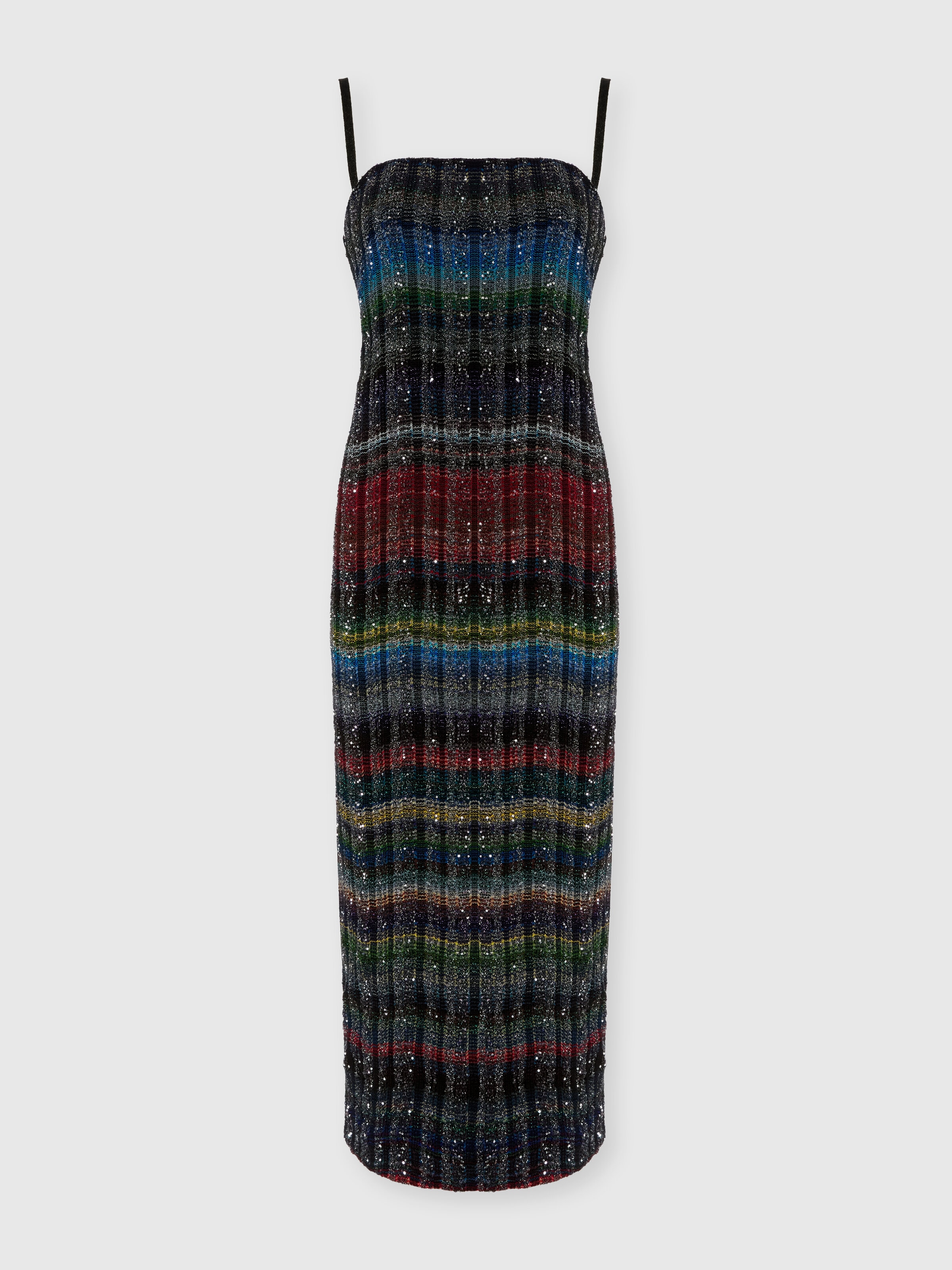 Vestido largo sin tirantes con patrón ondulado de cuadros, Mehrfarbig  - 0