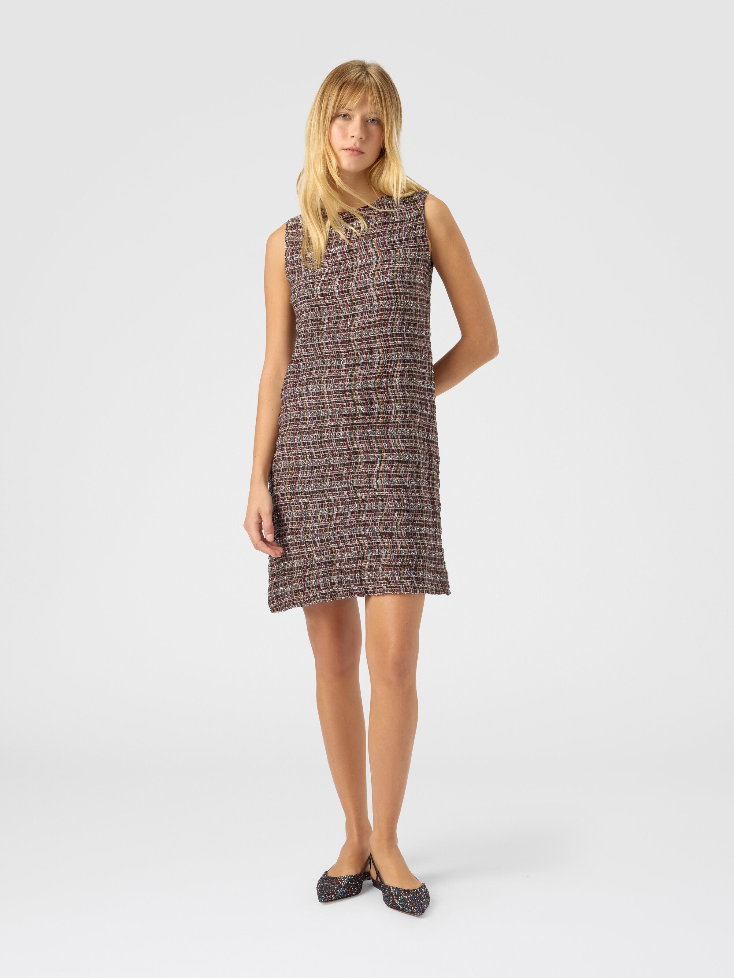 Mini dress with check pattern, Pink  & Brown - 1