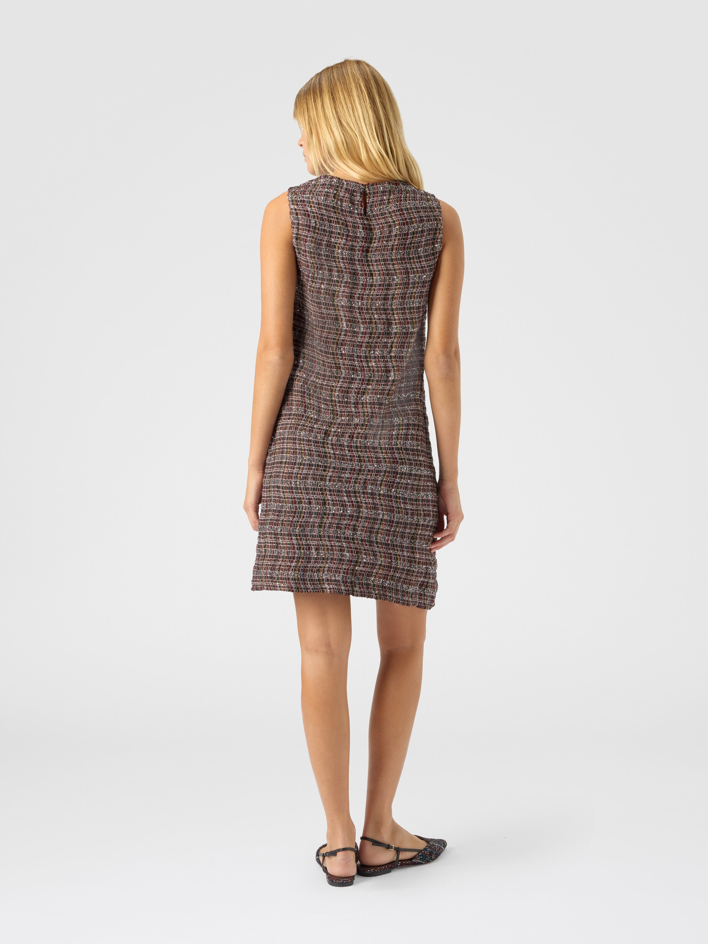 Mini dress with check pattern, Pink  & Brown - 2