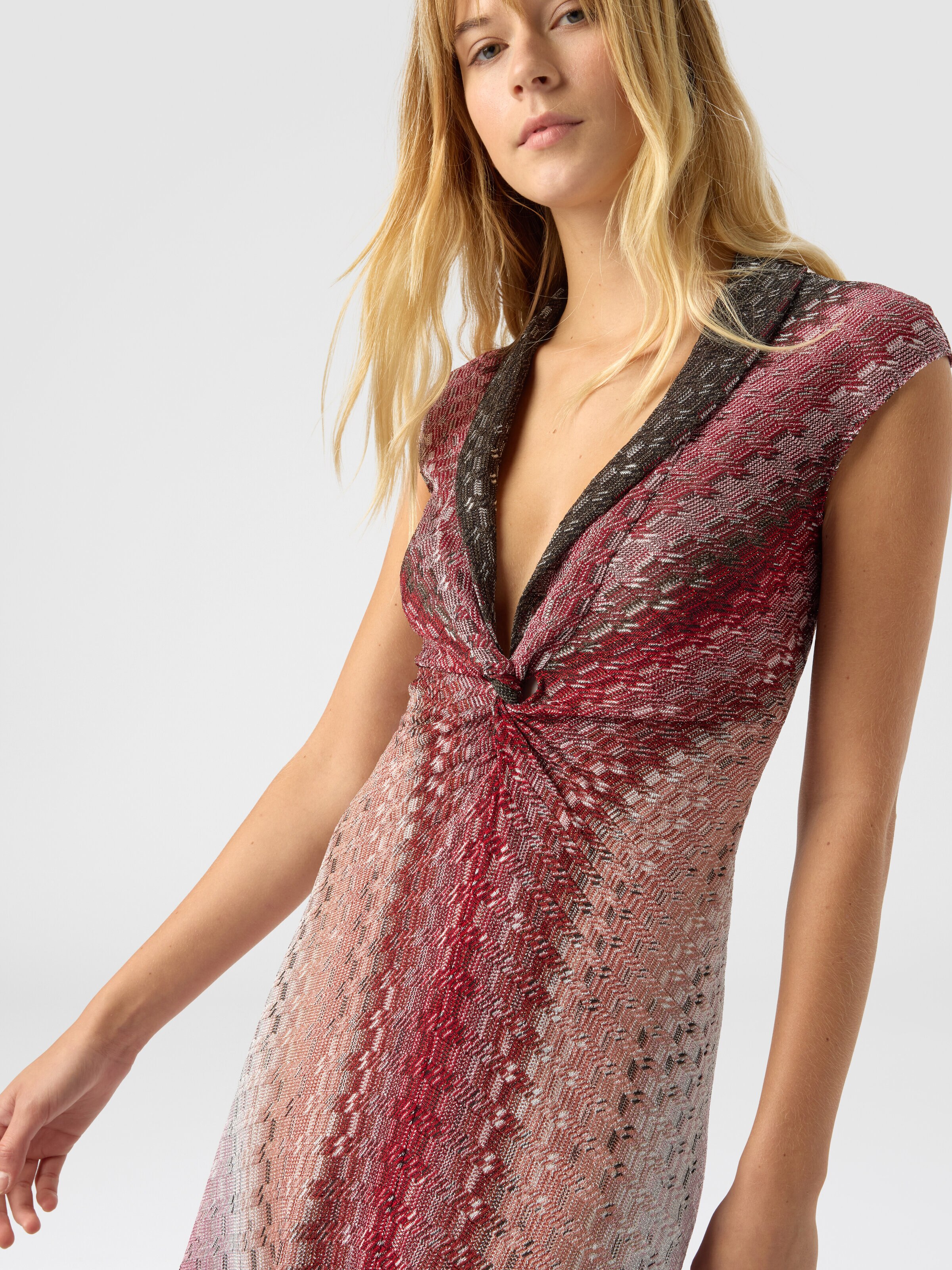 Long dress with sculptural knot, Pink  - 4