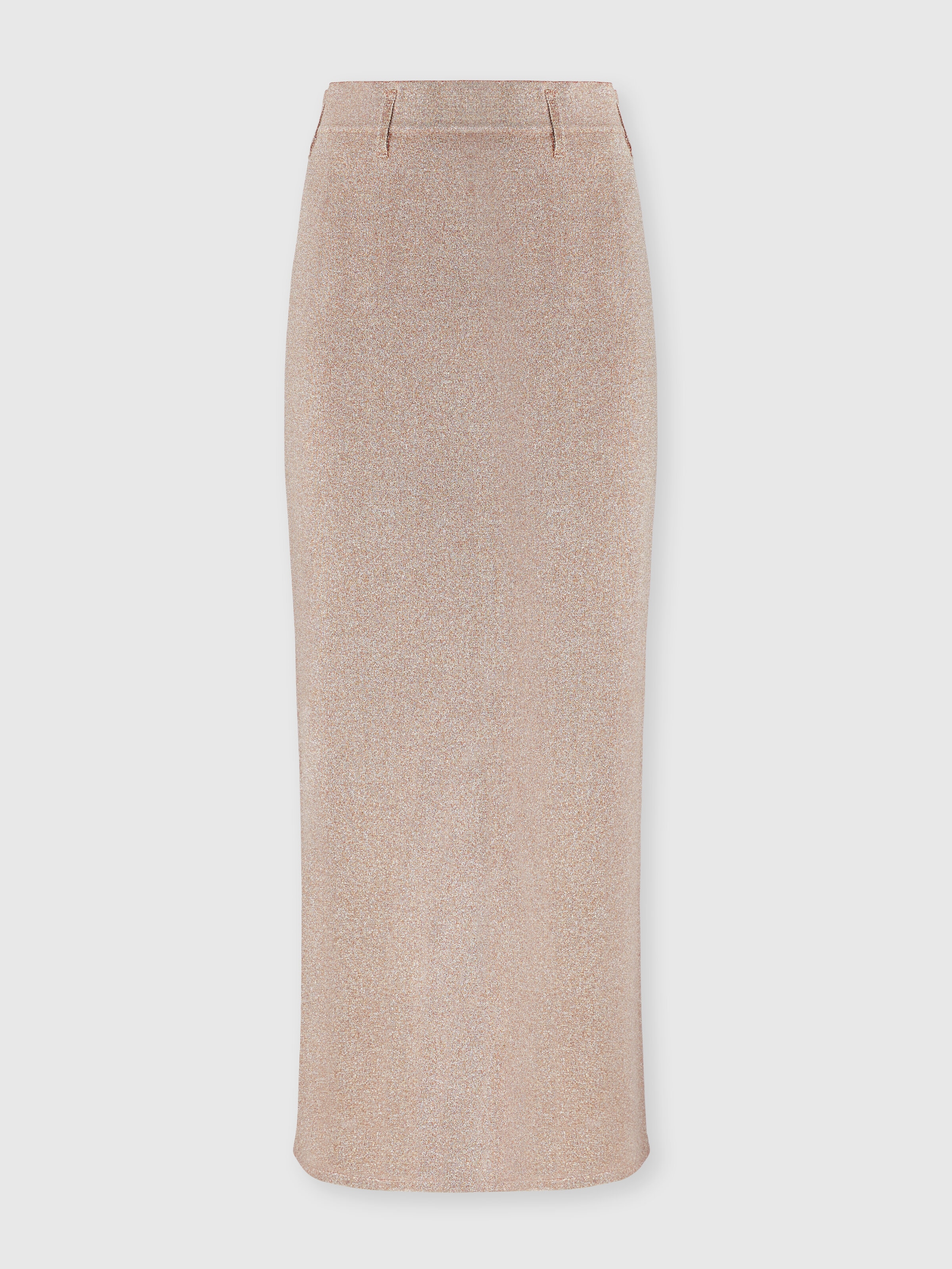 Long Skirt with Slit, Pink Lamé - 0