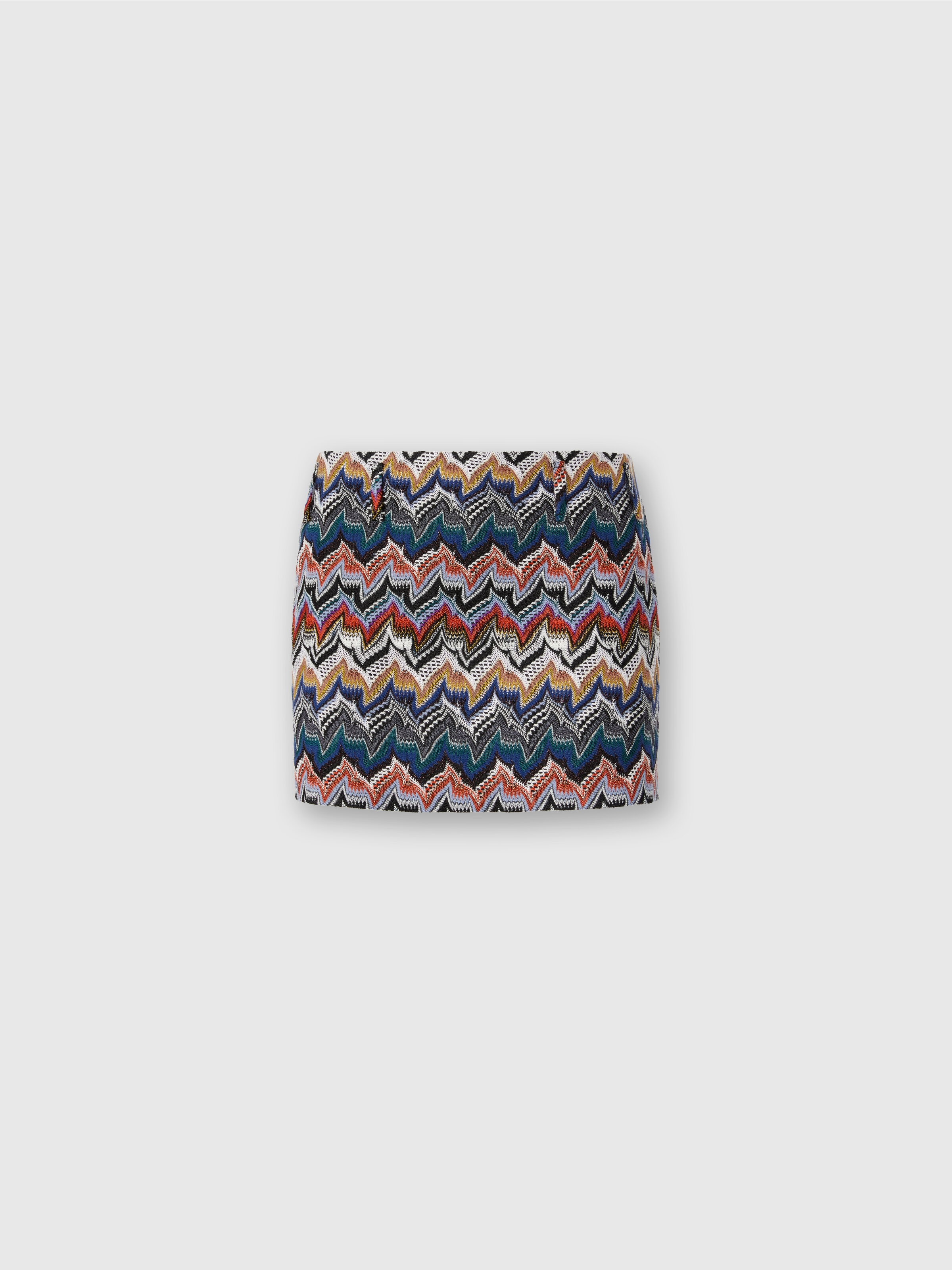 Mini Skirt in Embroidered Lace, Multicoloured  - 0