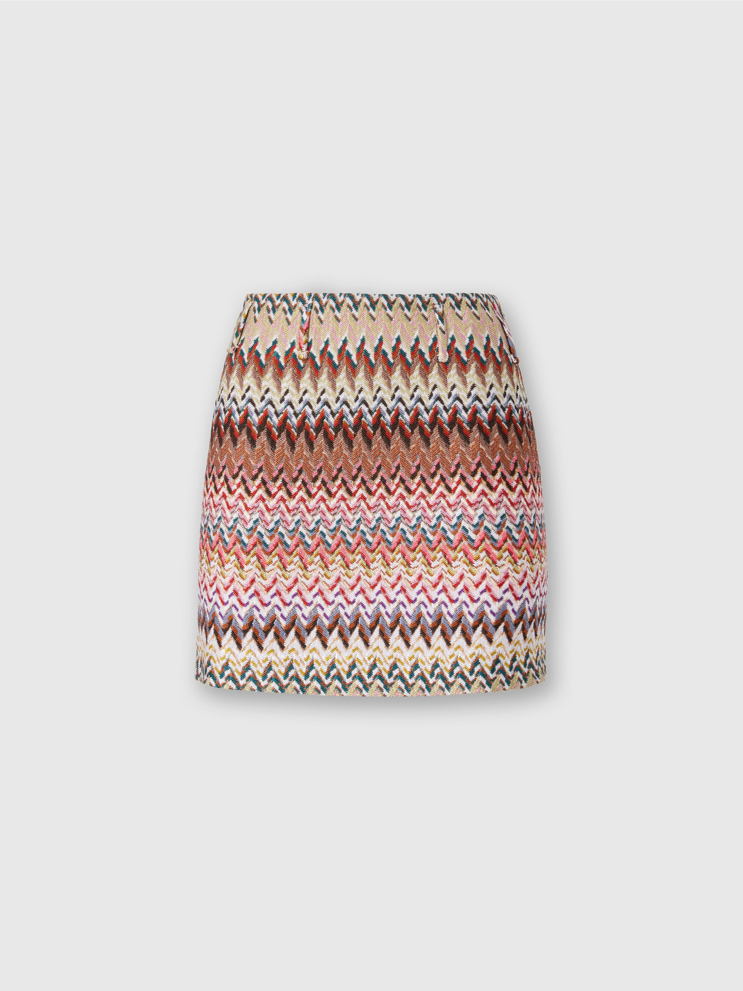 Mini Skirt with Zigzag Pattern, Multicoloured  - 0