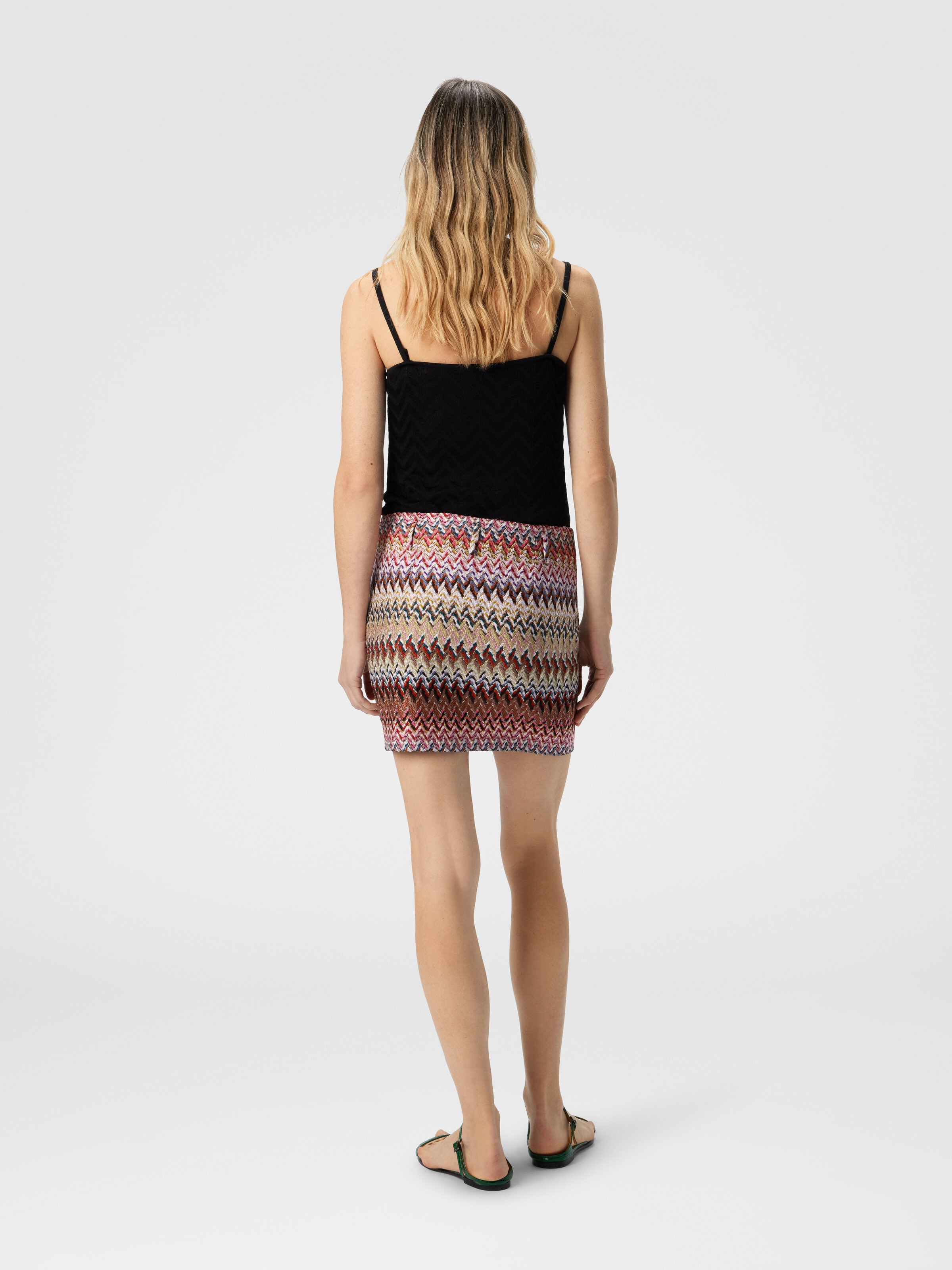 Mini Skirt with Zigzag Pattern, Multicoloured  - 2