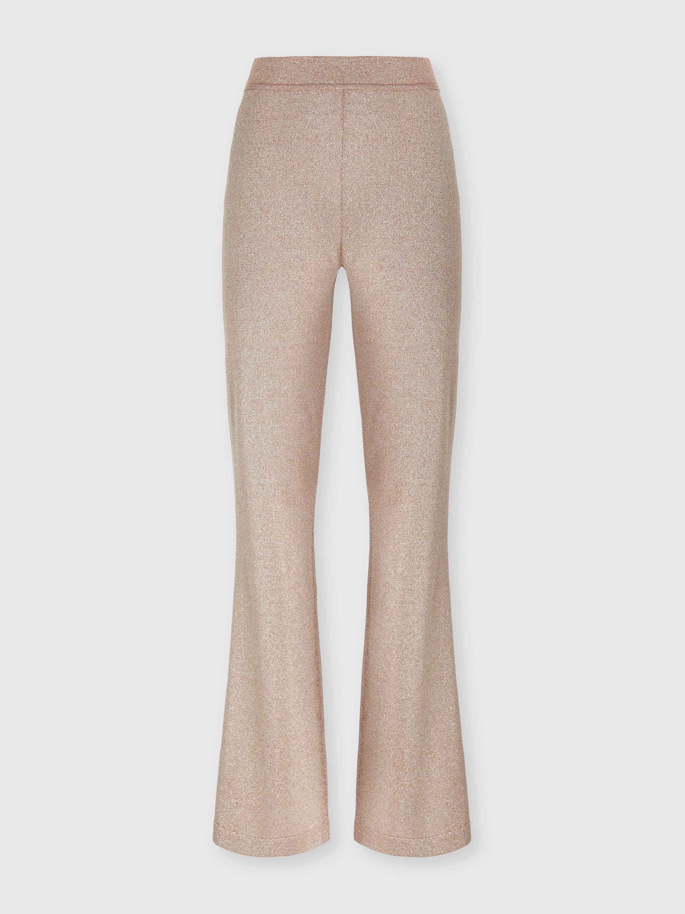 Straight Long Pants in Lamé, Pink Lamé - 0