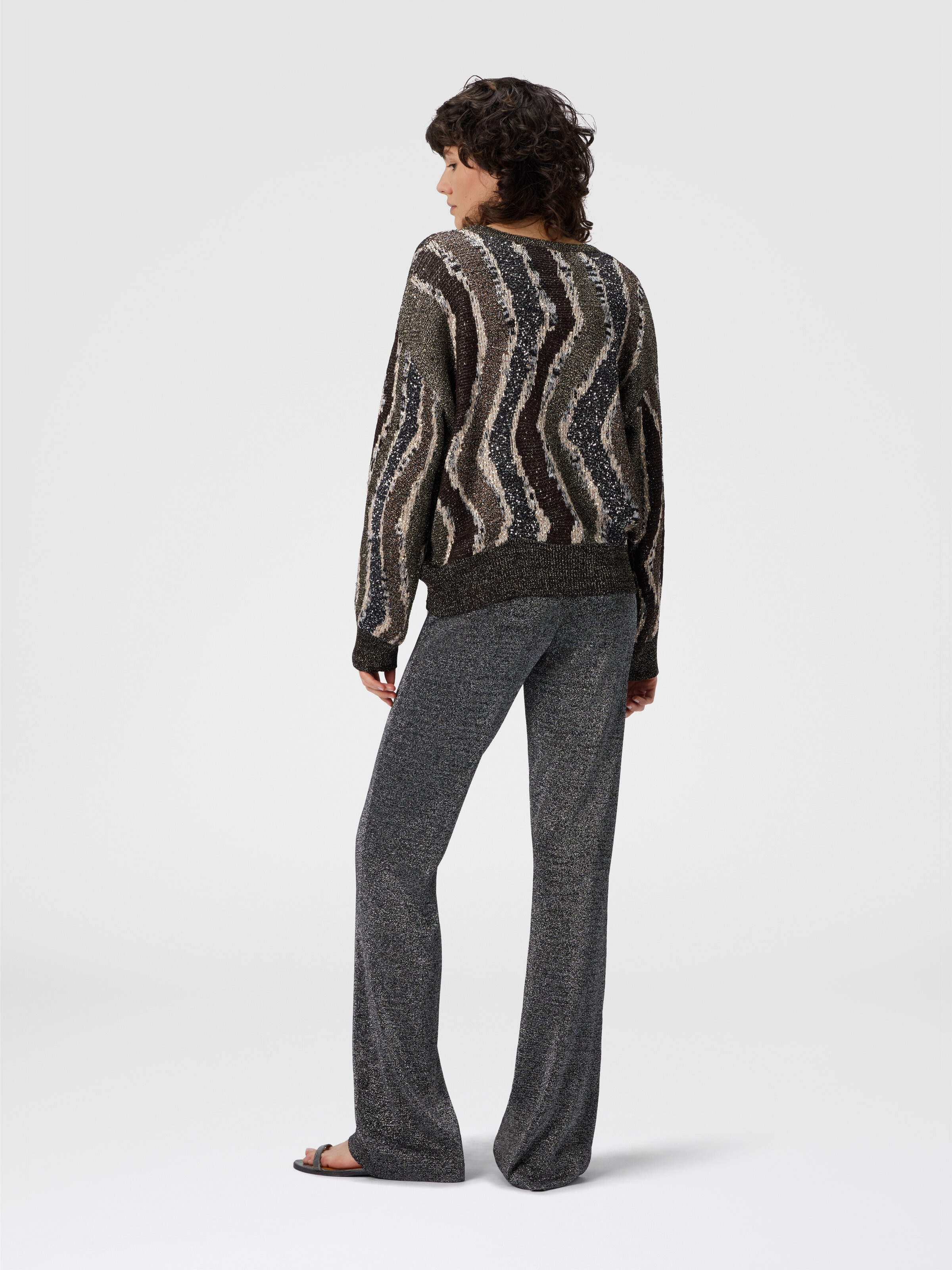 Pantalon droit long lamé, Argent - 2