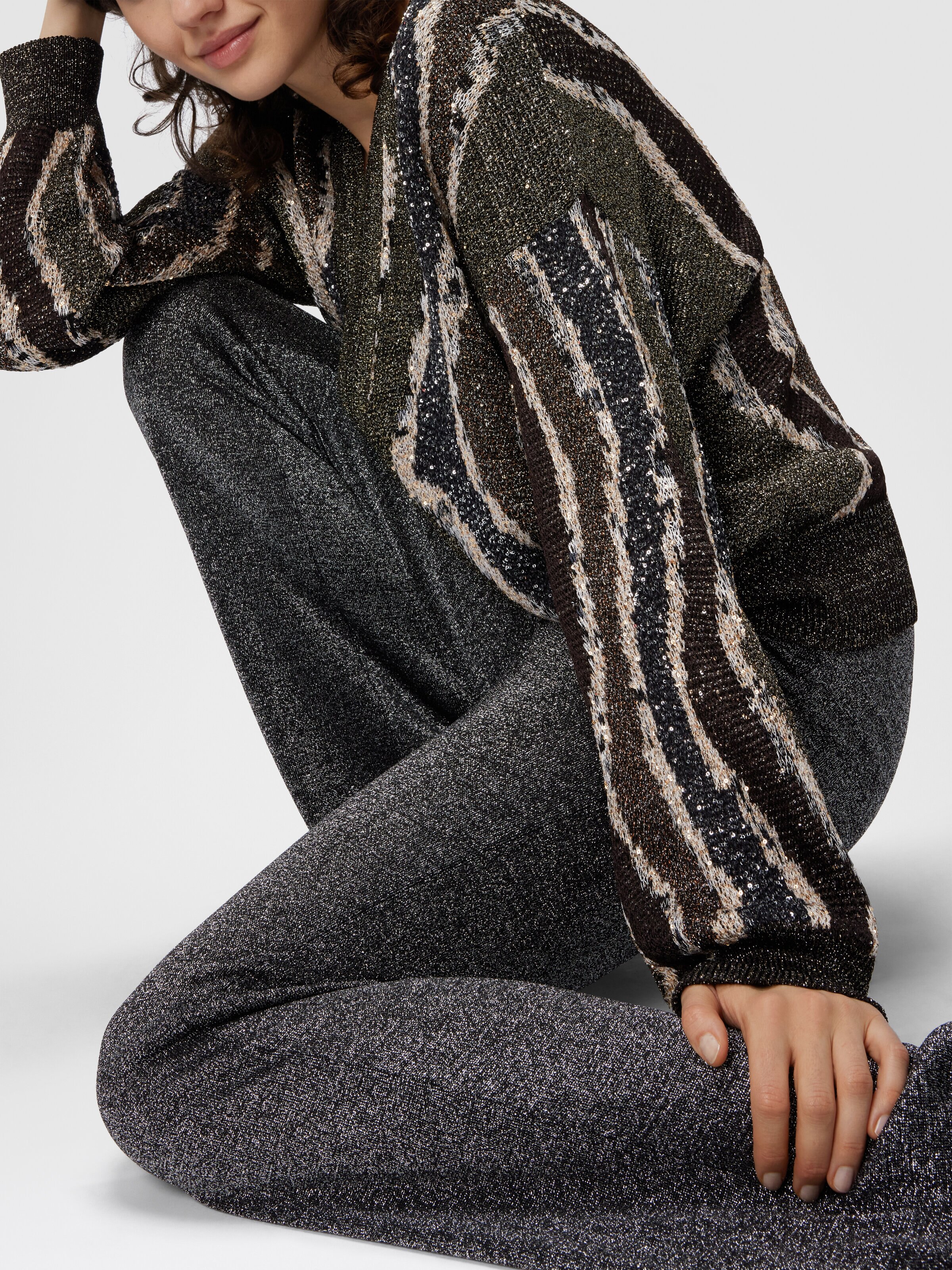 Pantalon droit long lamé, Argent - 4