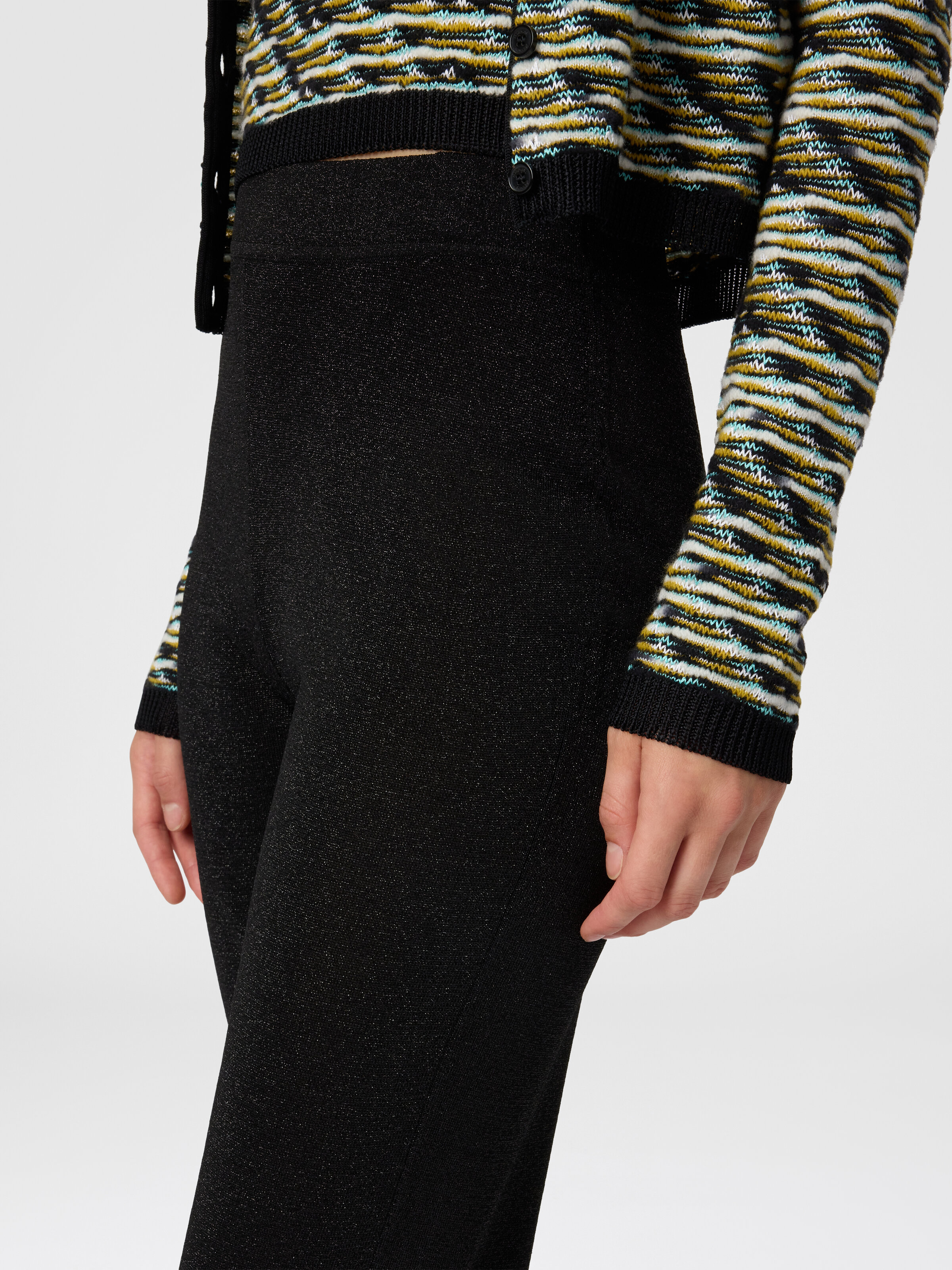 Straight Long Pants in Lamé, Black - 4