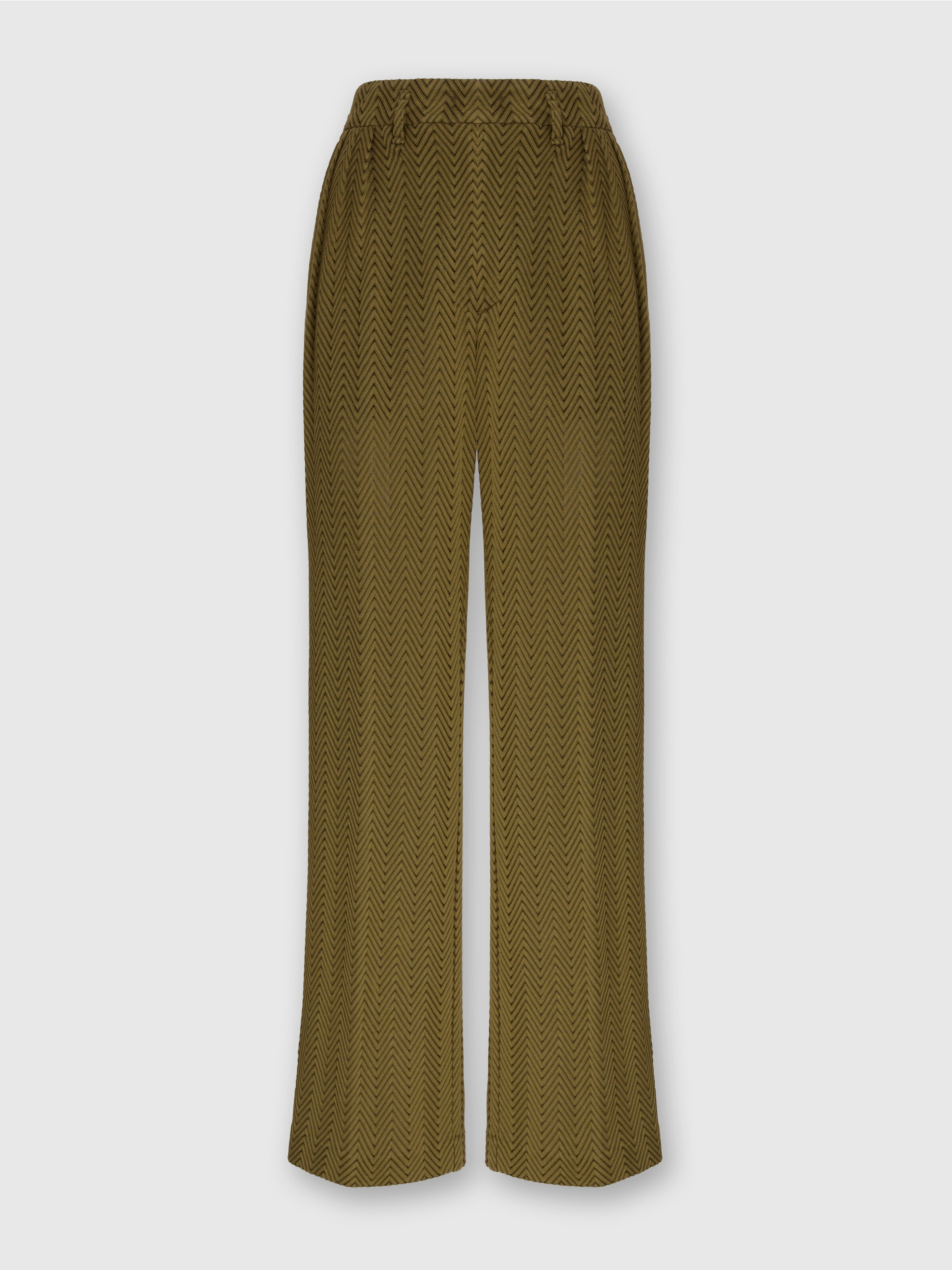 Tailored Pants with Zigzag Pattern, Green - 0